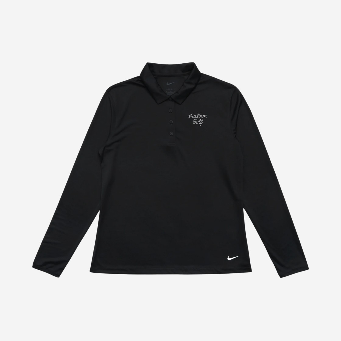 (W) Malbon Golf x Nike Dri-Fit Victory Long Sleeve Solid Polo Black White 상세 이미지 1