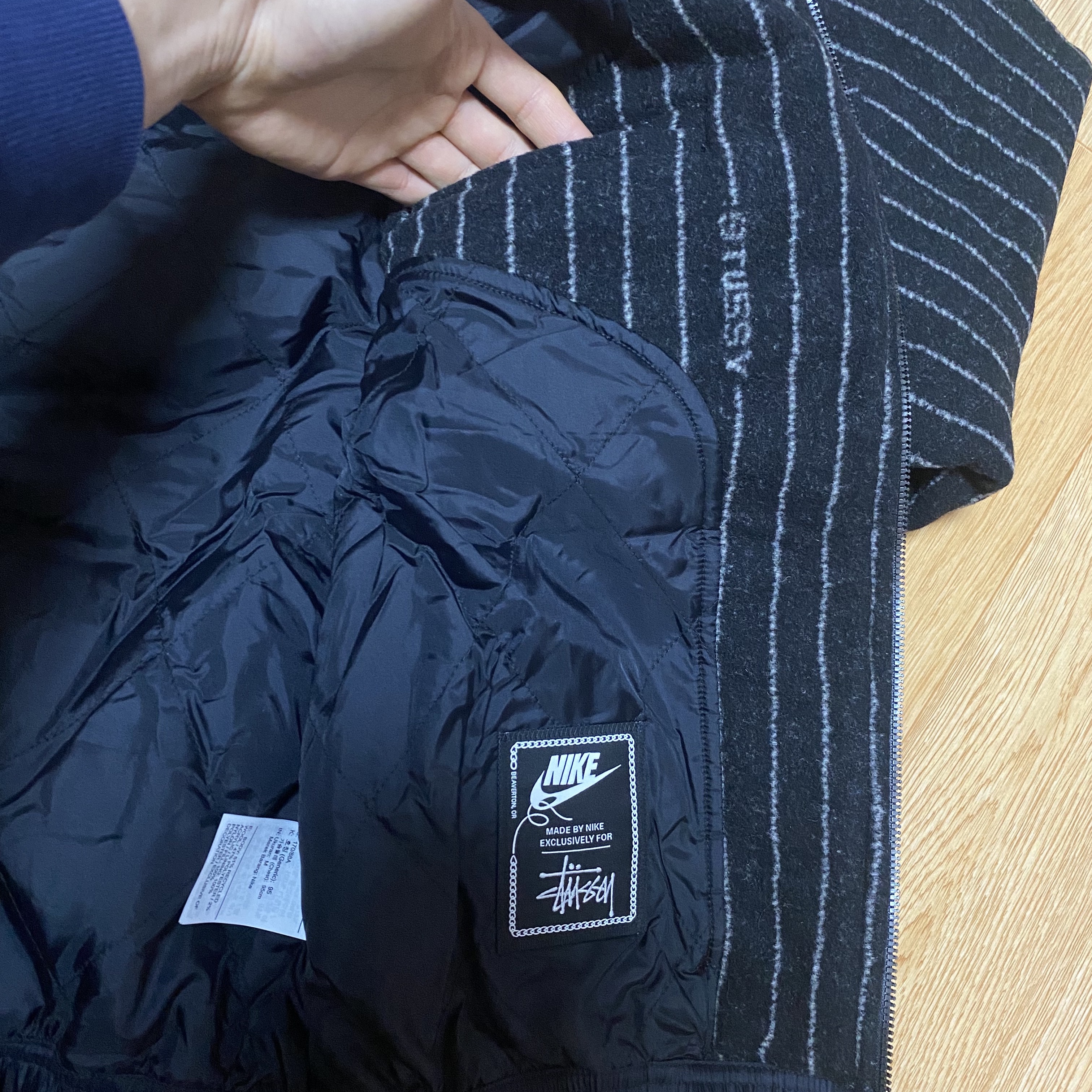 Nike x Stussy NRG Striped Wool Jacket Black (DR4023-010) 착용 스타일 - 3