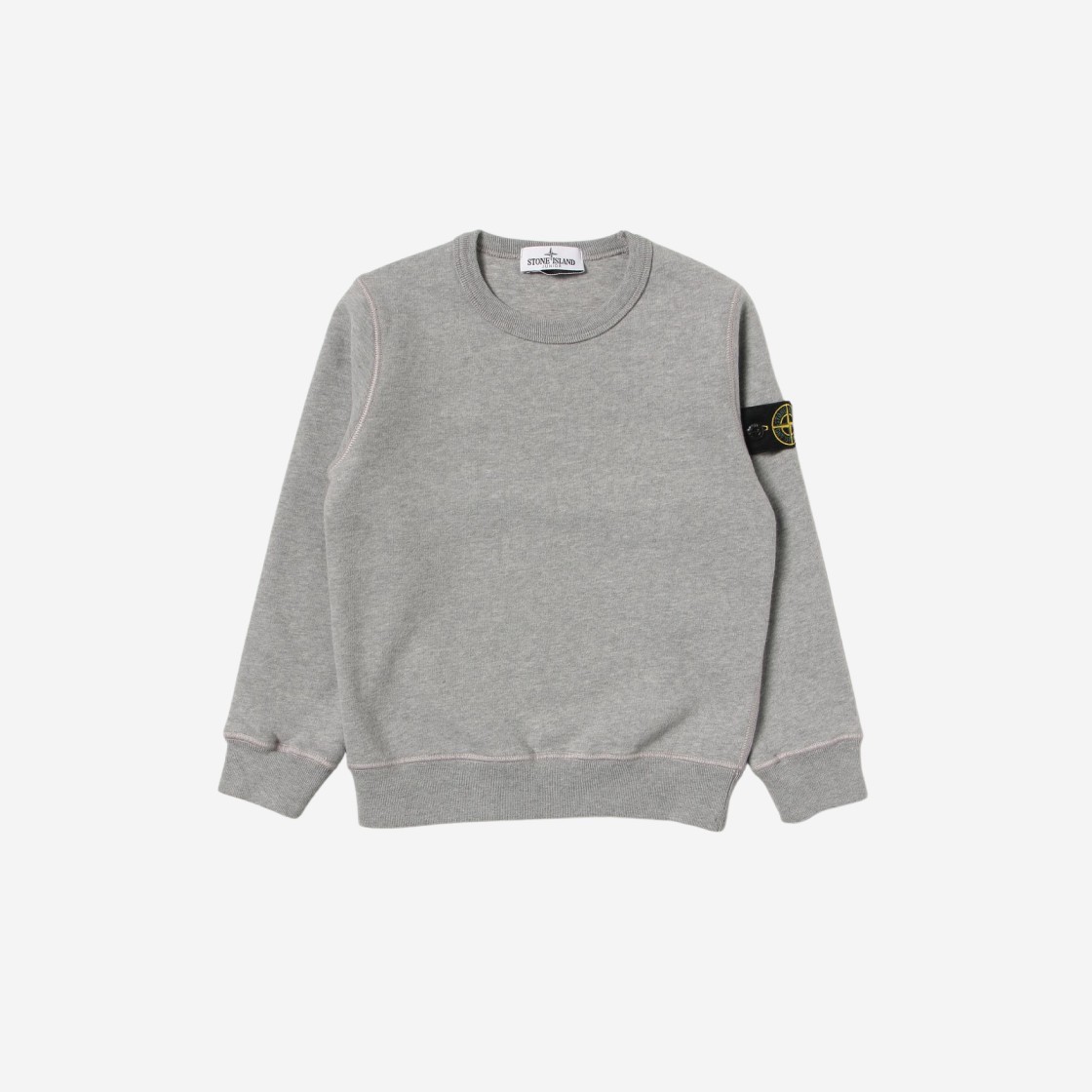 (Kids) Stone Island 61340 Cotton Fleece Crewneck Sweatshirt Melange Grey - 21FW 상세 이미지 1