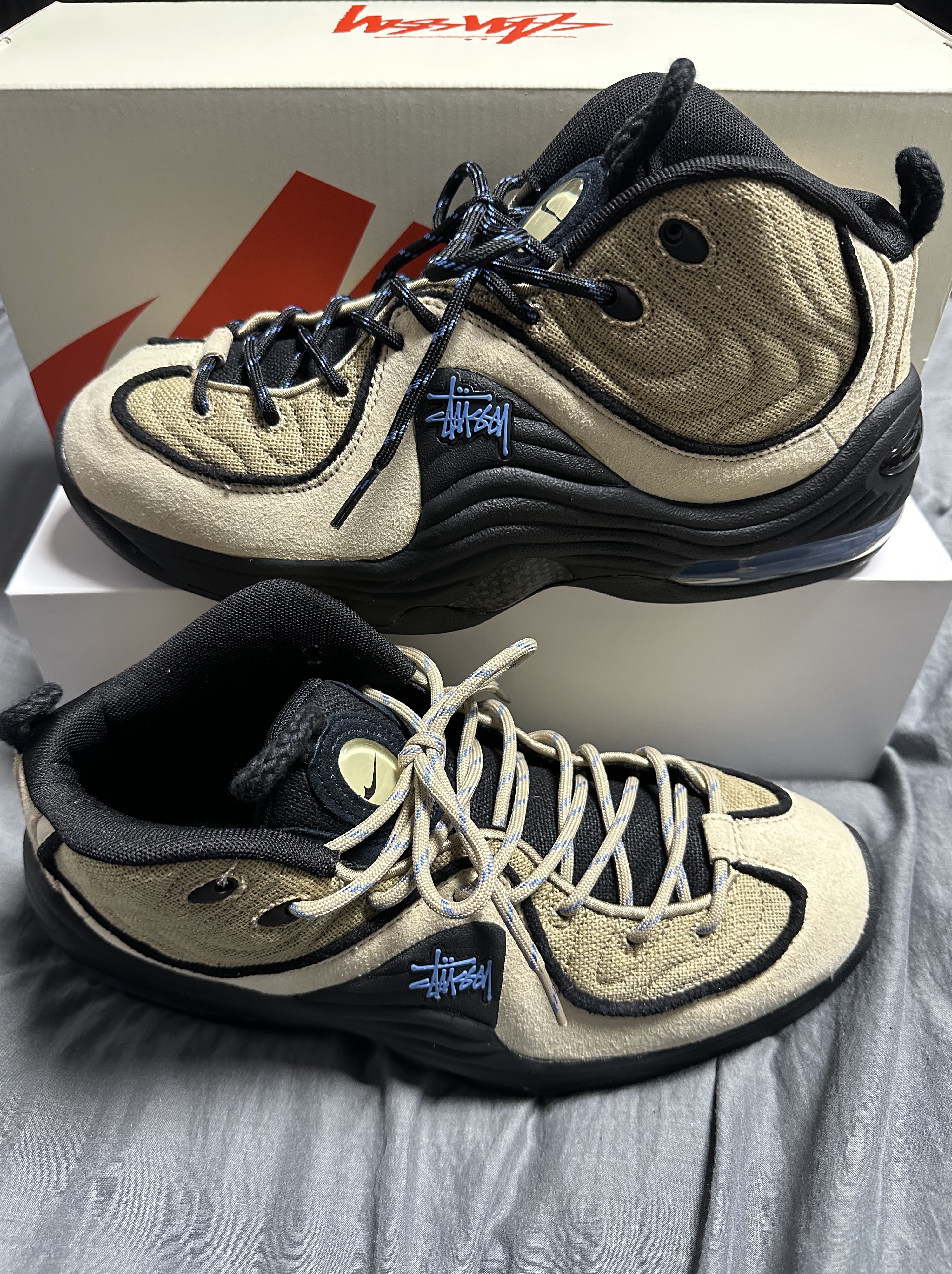 Nike x Stussy Air Penny II Rattan and Limestone 착용 스타일 - 3