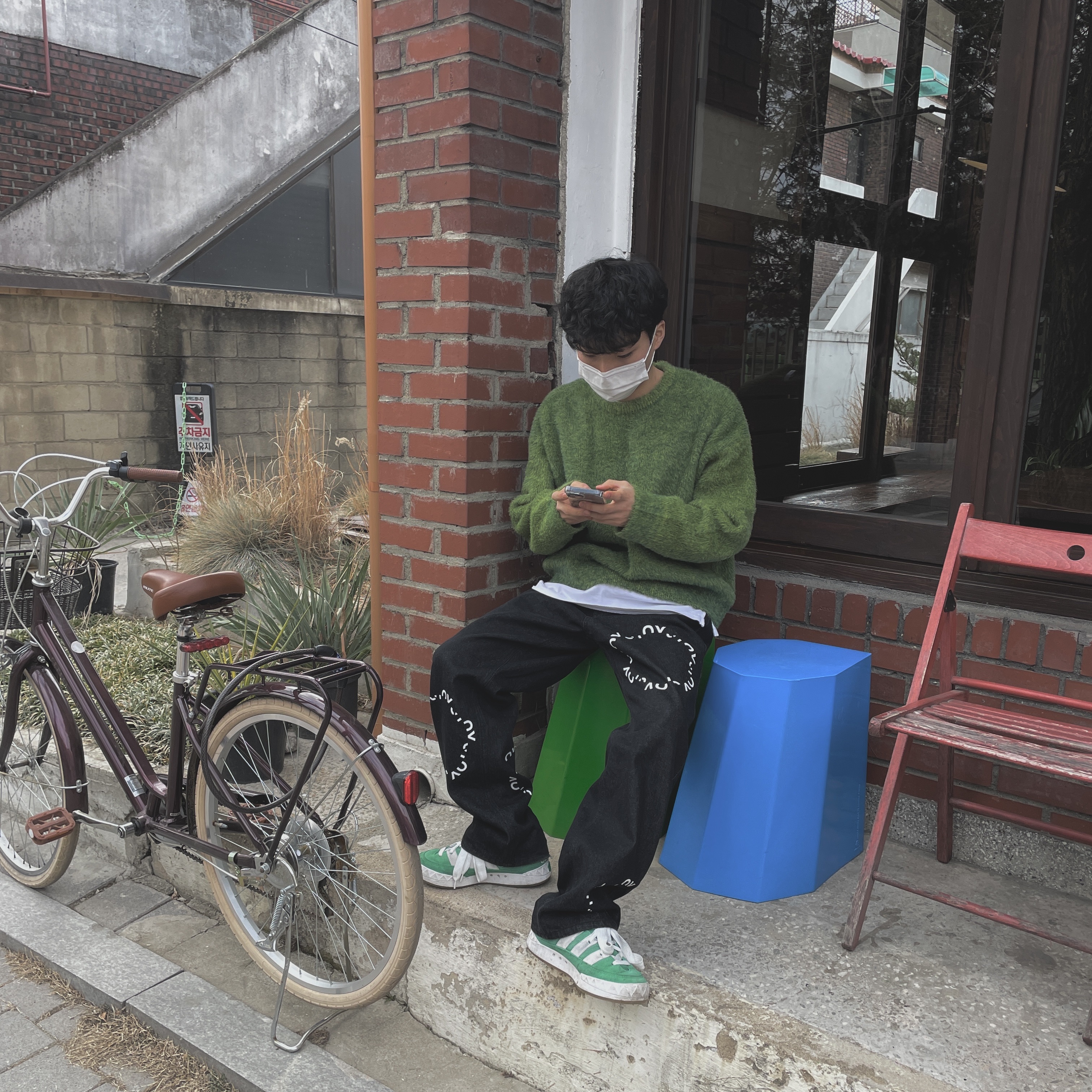 Adidas Adimatic Green 착용 스타일 - 1