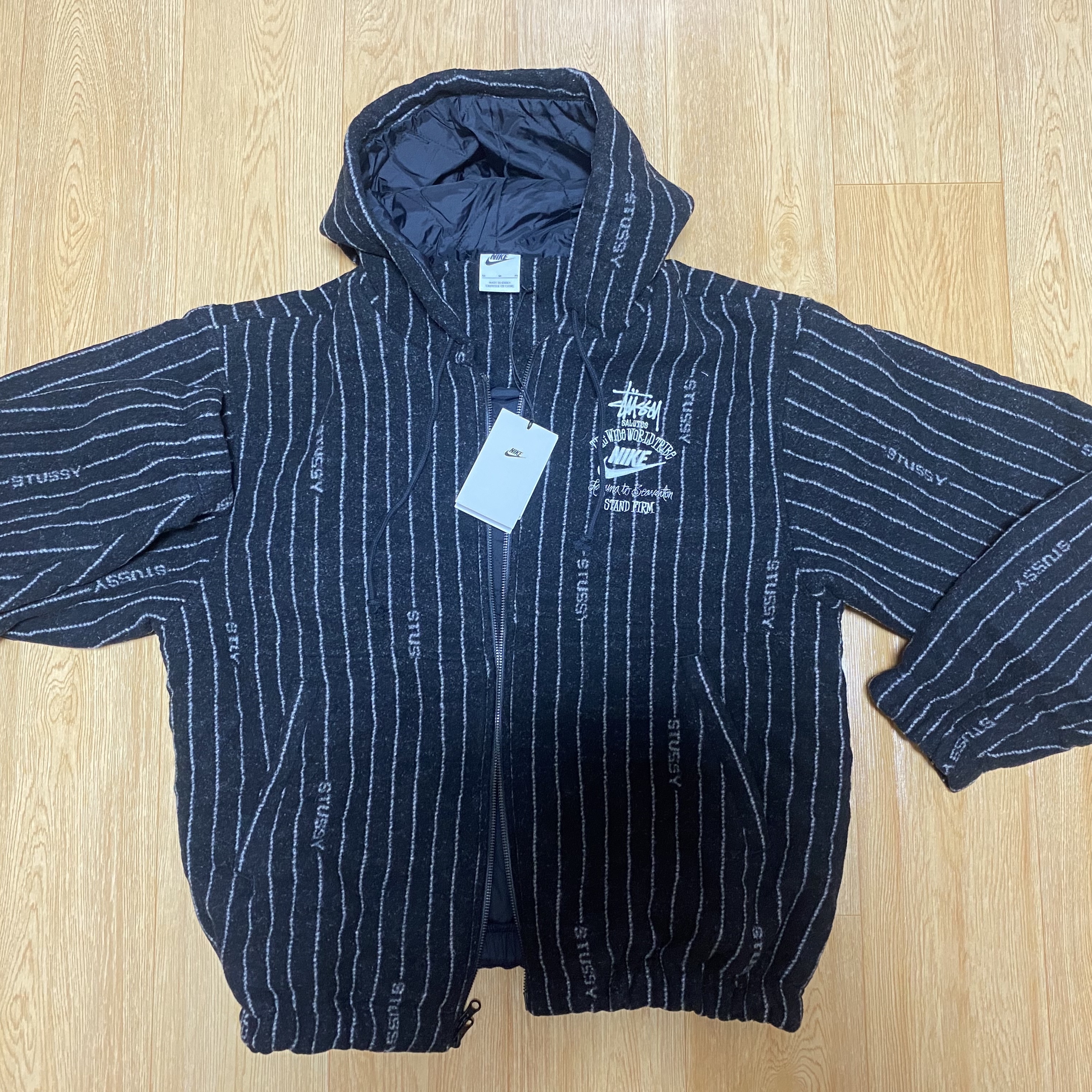 Nike x Stussy NRG Striped Wool Jacket Black (DR4023-010) 착용 스타일 - 1