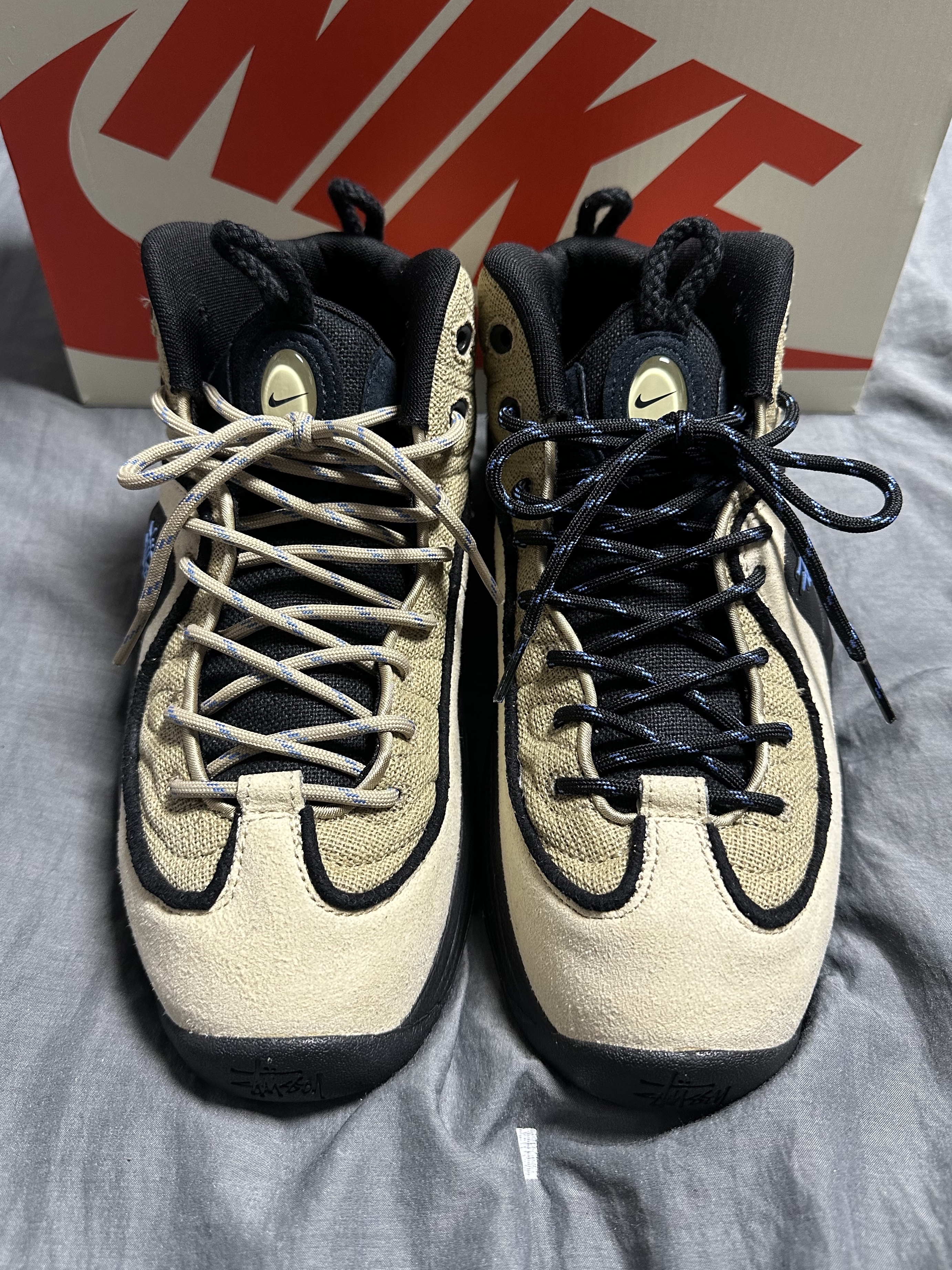 Nike x Stussy Air Penny II Rattan and Limestone 착용 스타일 - 1