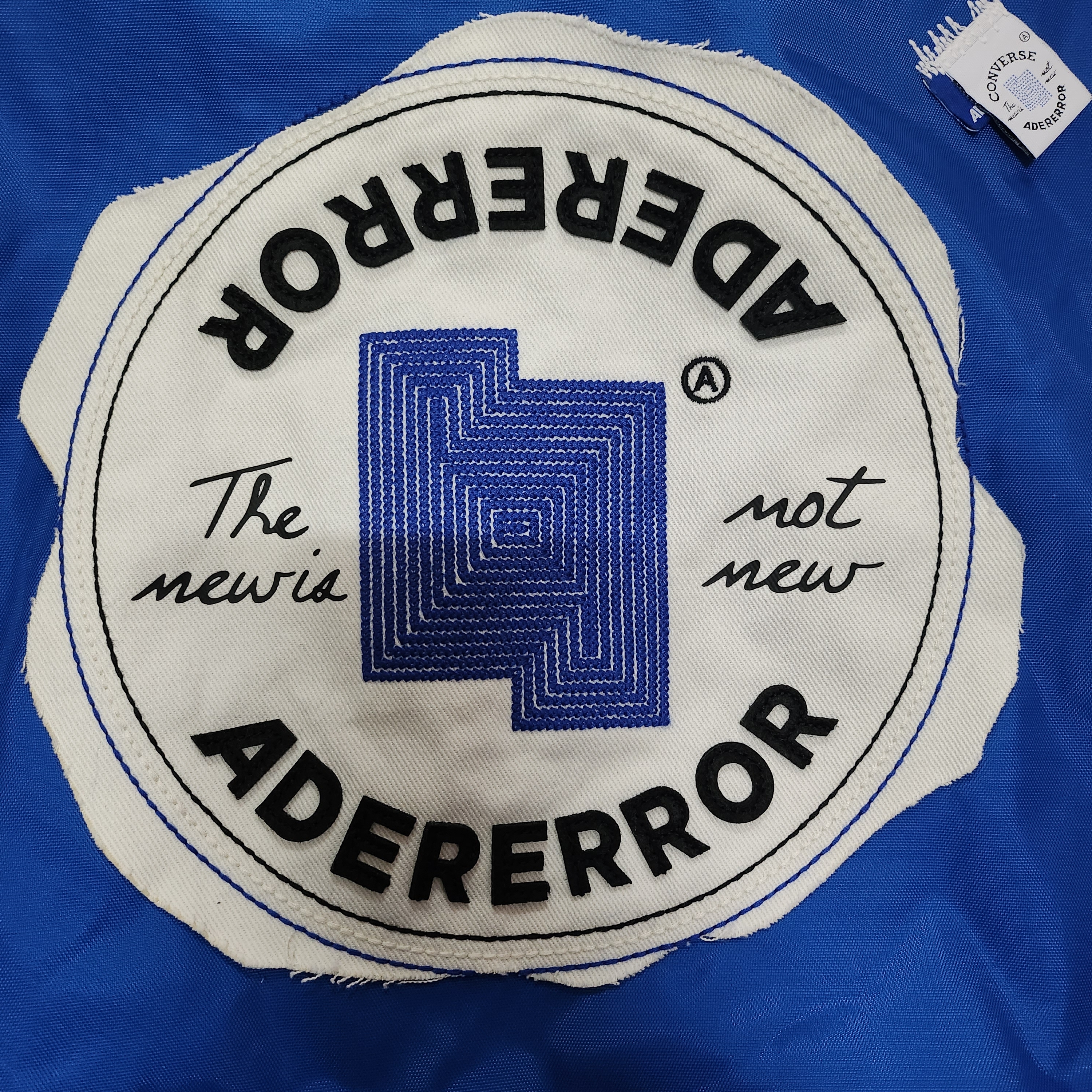 Converse x Ader Error Shapes Varsity Jacket Cobalt 착용 스타일 - 3