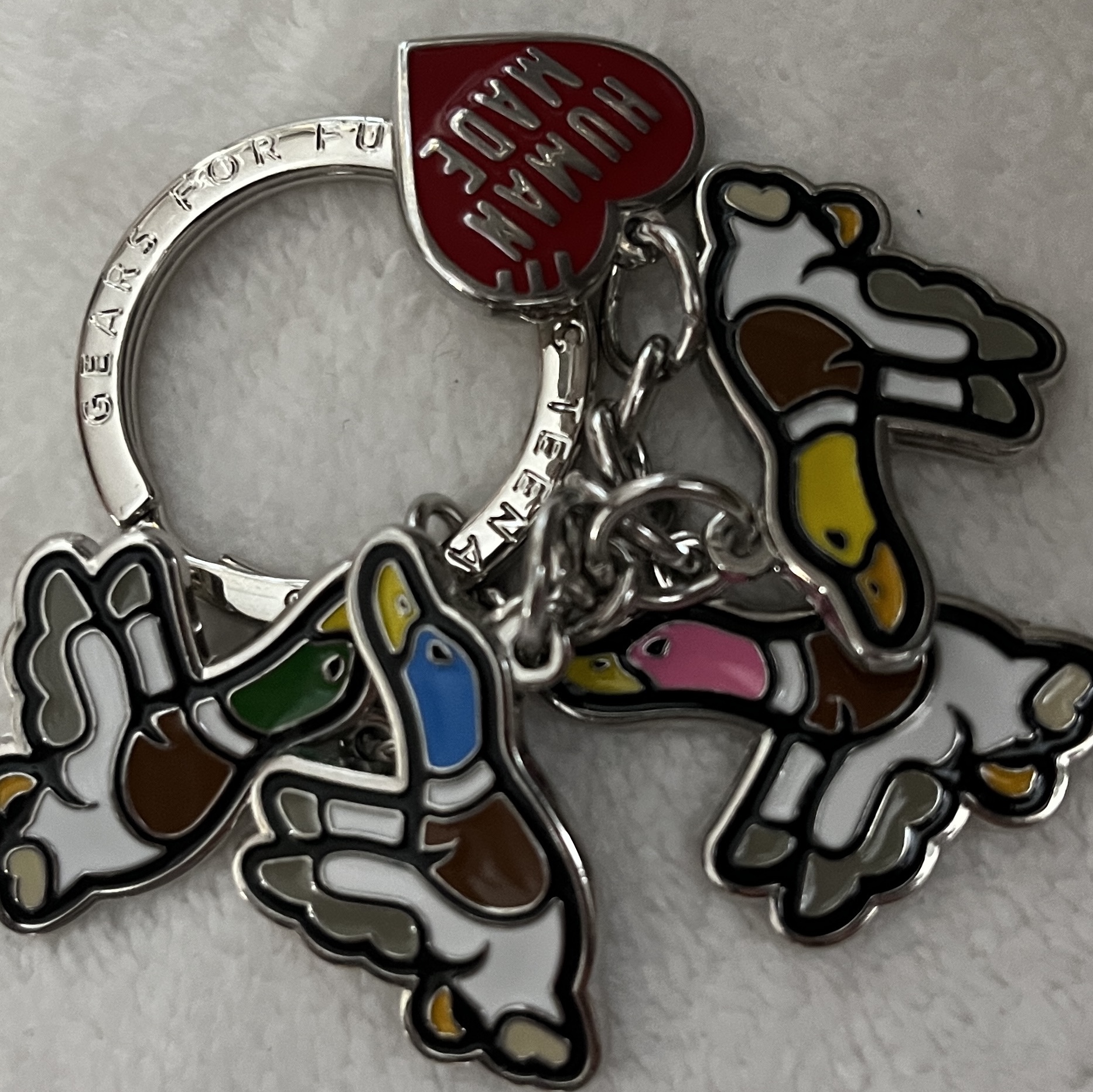Human Made Flying Duck Keyring Silver 착용 스타일