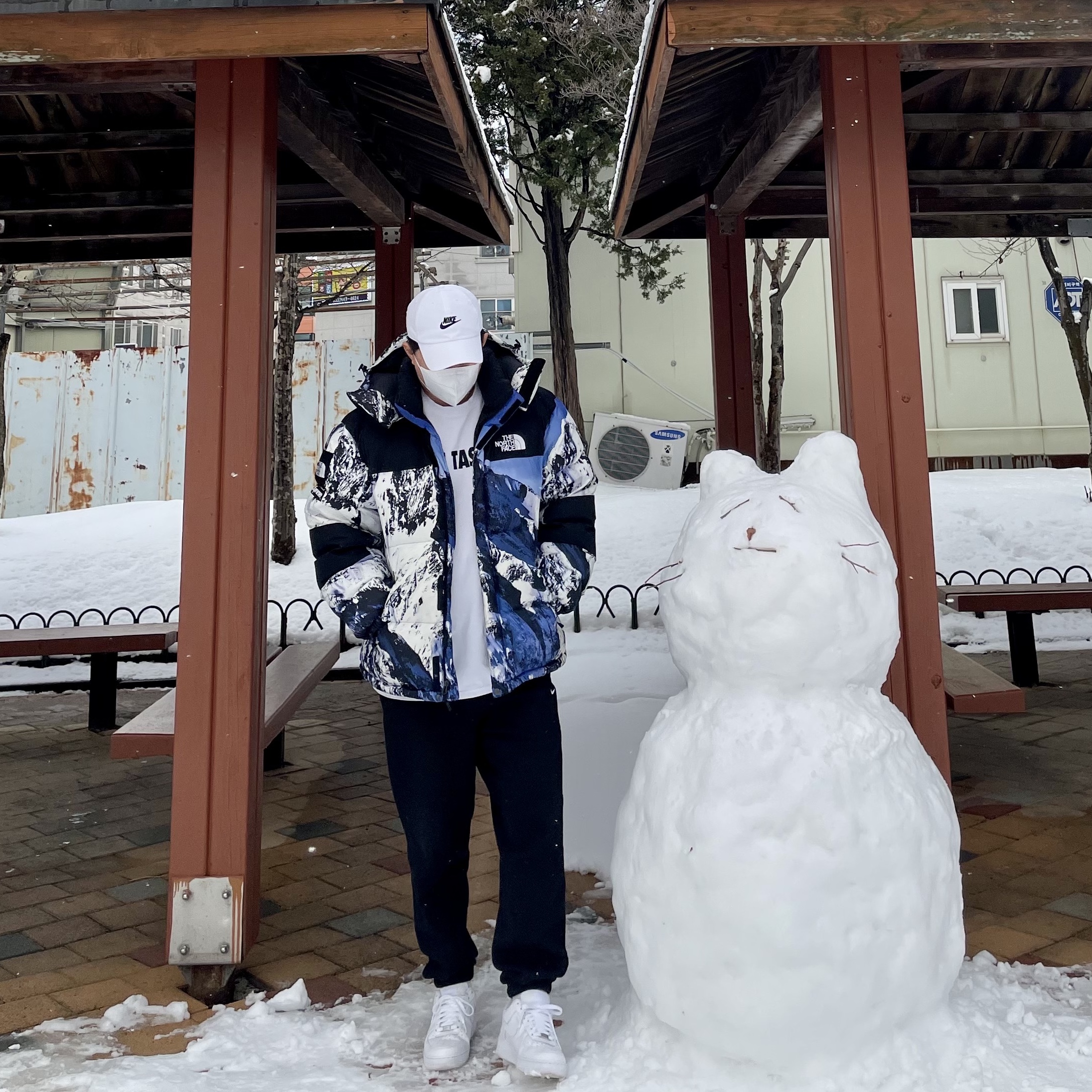 Supreme x The North Face Mountain Baltoro Jacket Blue White - 17FW 착용 스타일