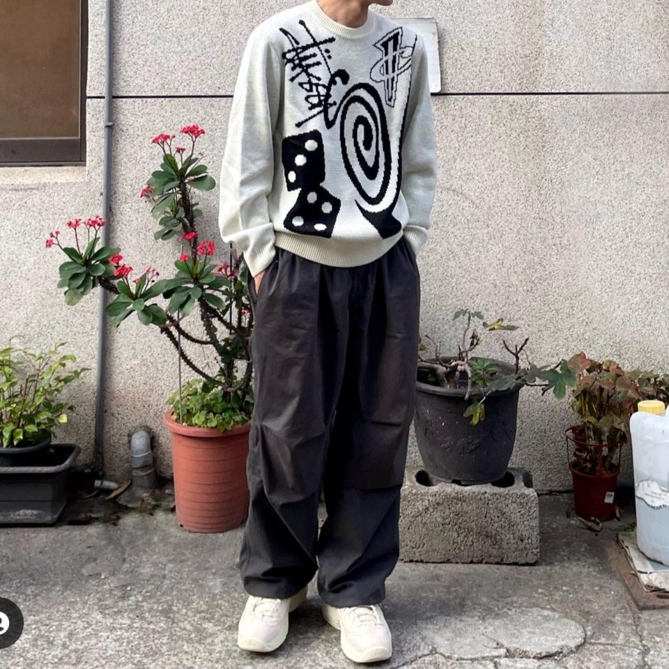 Nike x Stussy NRG LS Knit Sweater Fossil (DR2893-238) 착용 스타일 - 1