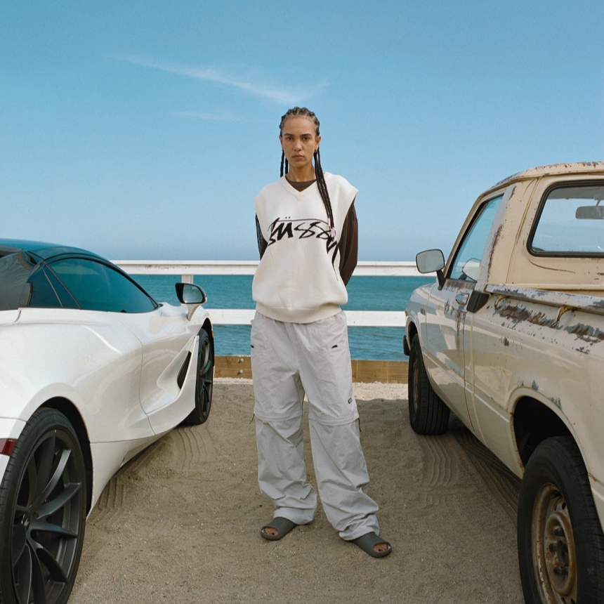 Stussy Nyco Convertible Pants Light Grey 착용 스타일 - 2