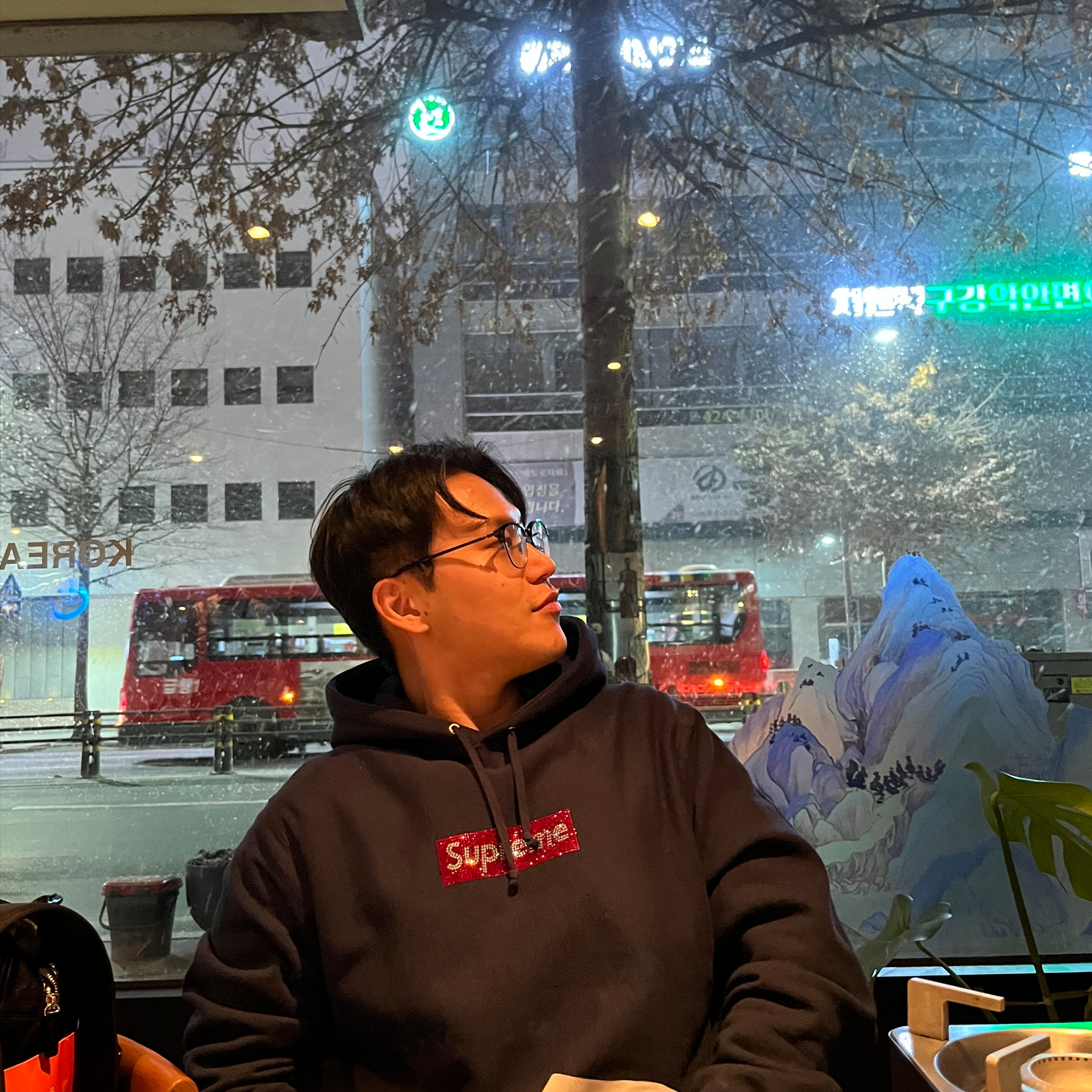 Supreme Swarovski Box Logo Hooded Sweatshirt Navy - 19SS 착용 스타일