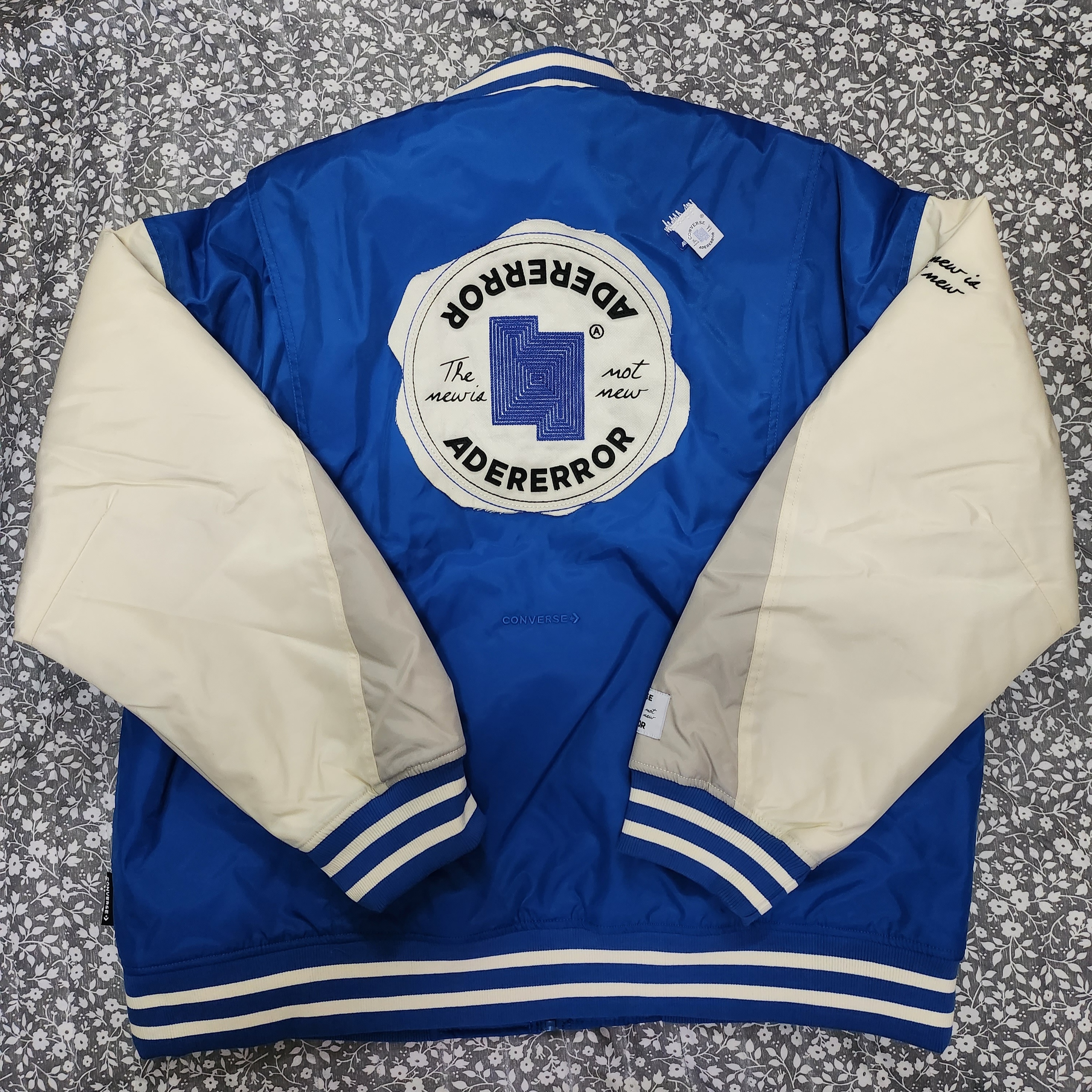 Converse x Ader Error Shapes Varsity Jacket Cobalt 착용 스타일 - 2