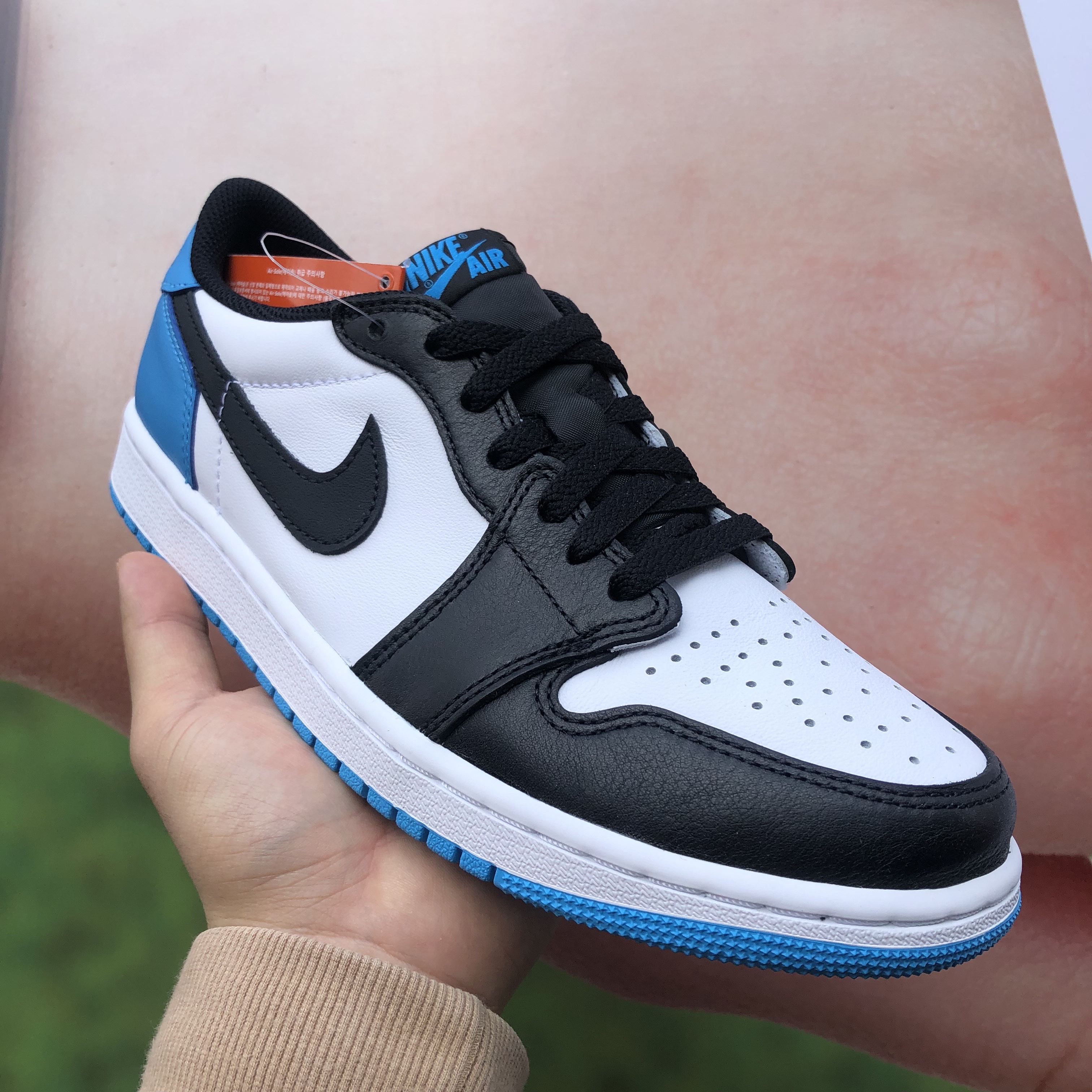 Jordan 1 Retro Low OG Black and Dark Powder Blue 착용 스타일
