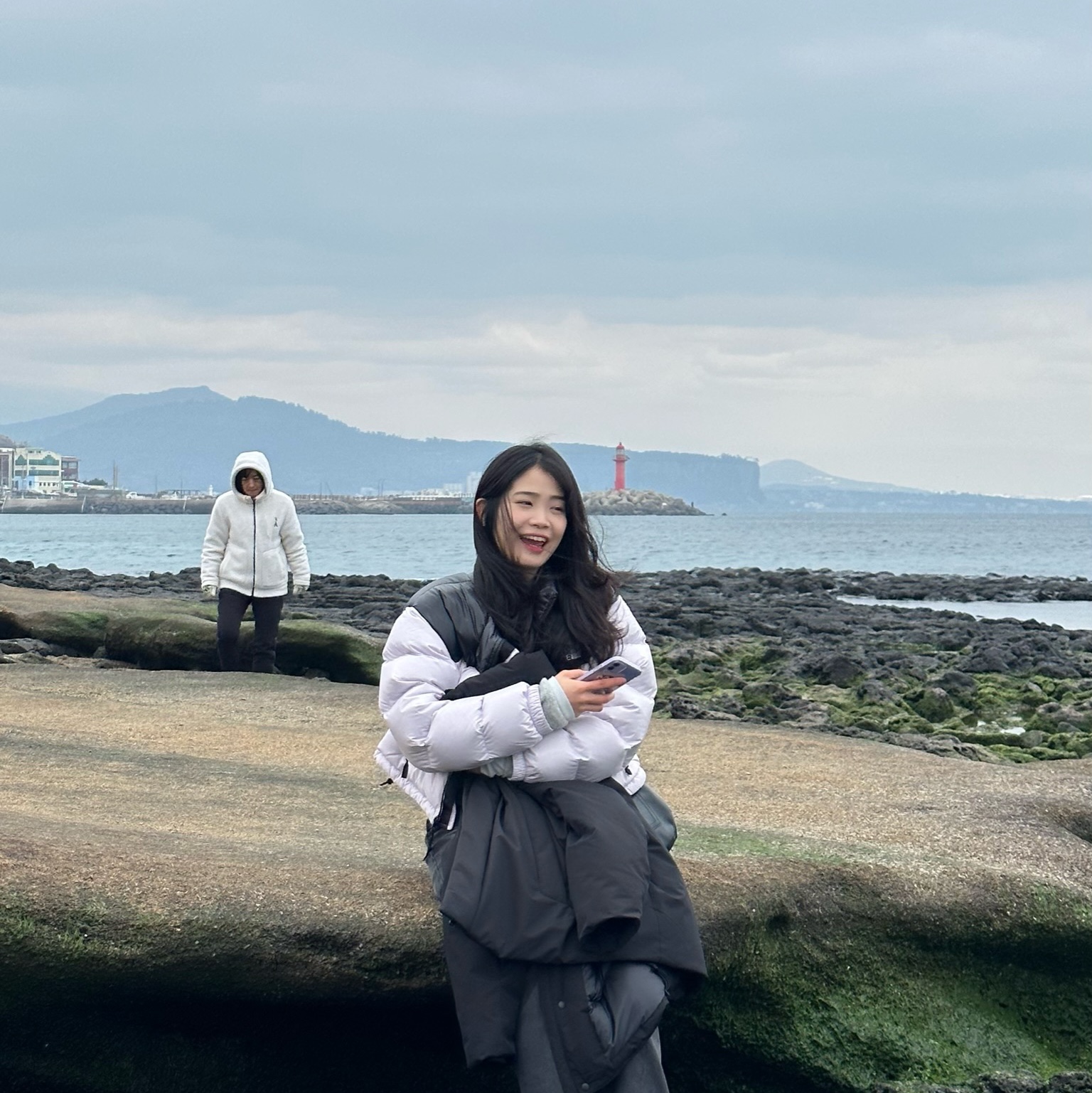 (W) The North Face Nuptse Short Jacket Lilac, (W) Nike Dunk Low Atmosphere Pink 착용 스타일 - 2