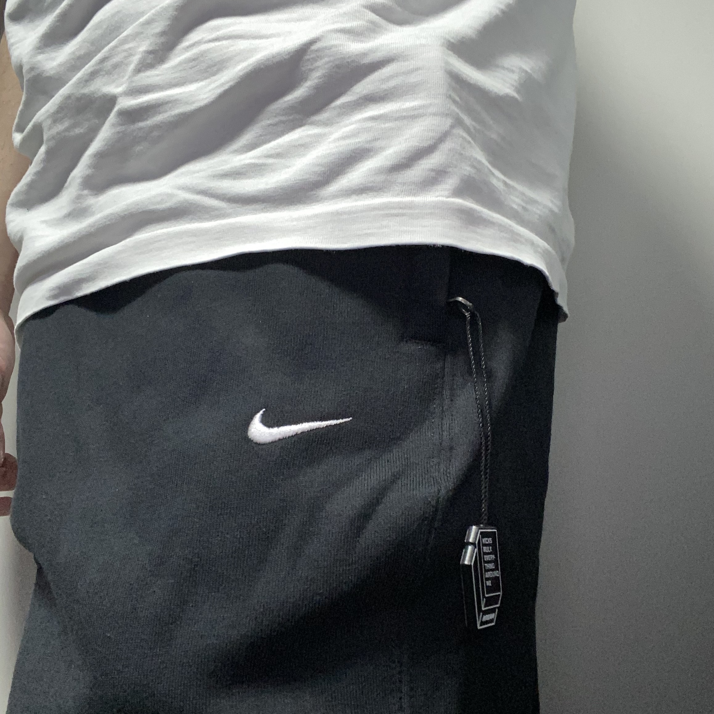 Nike NRG Solo Swoosh Fleece Pants Black White - Asia 착용 스타일