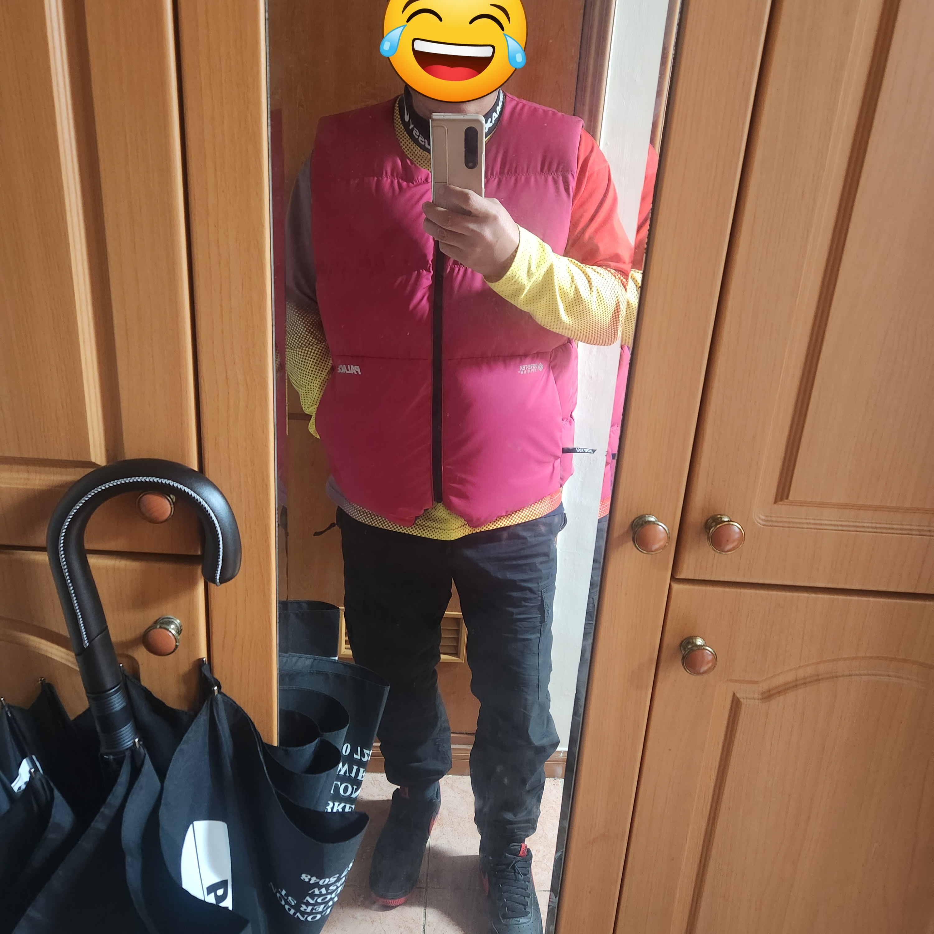 Palace Gore-Tex Infinium Reverso Down Vest Pink Navy - 22SS, Supreme Snowman Hooded Sweatshirt Light Olive - 21FW 착용 스타일 - 3