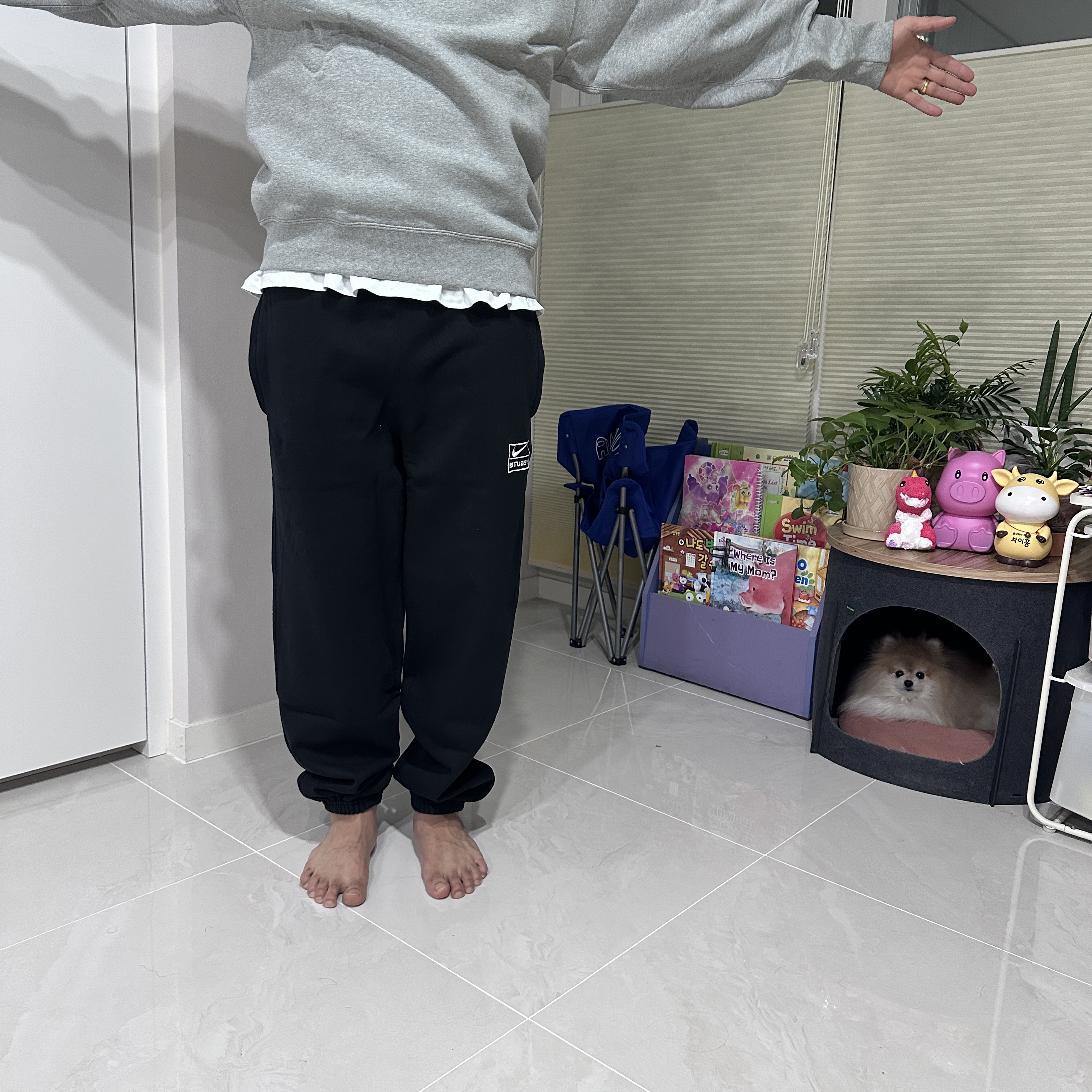 Nike x Stussy NRG Washed Fleece Pants Black (DO5296-010) 착용 스타일 - 3