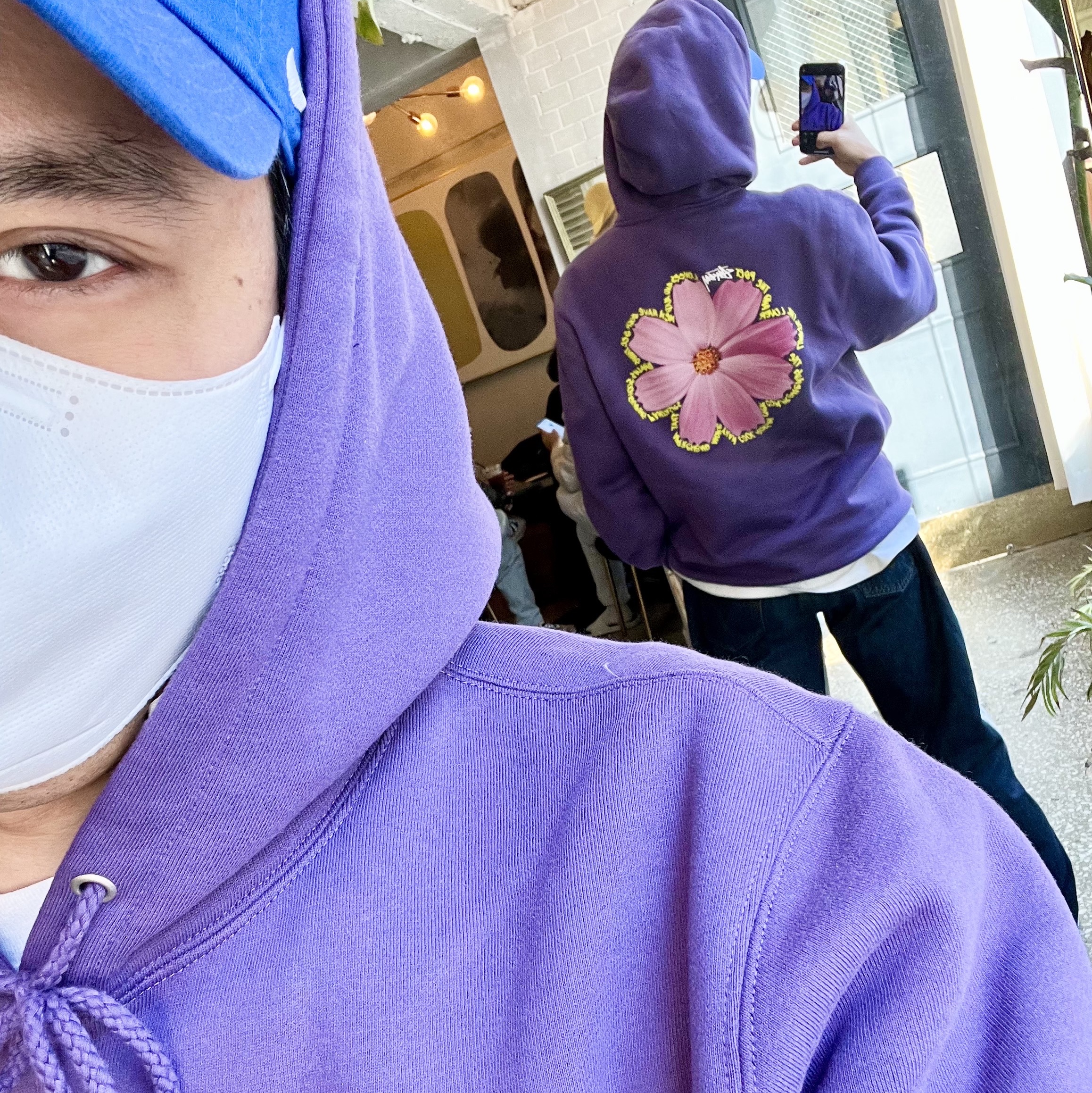 Stussy Cosmos Hood Purple 착용 스타일 - 1