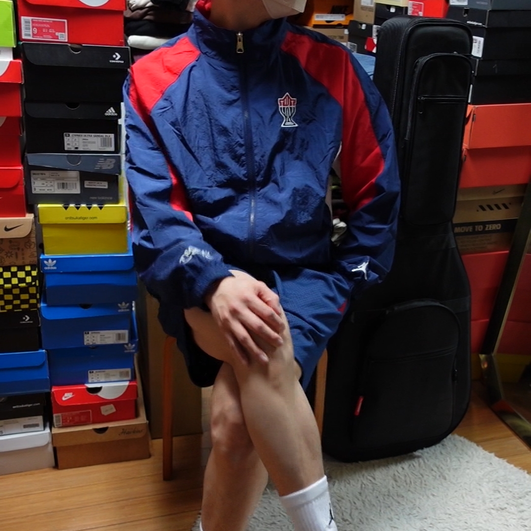Jordan x Trophy Room Wooven Jacket Midnight Navy - Asia, Jordan x Trophy Room Practice Shorts Midnight Navy - Asia 착용 스타일 - 3