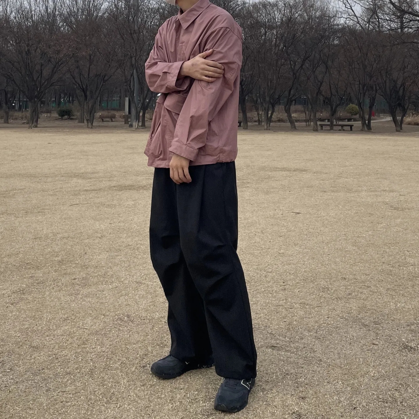 New Balance x Comme des Garcons Junya Watanabe Man 574 Suede Grey Off White 착용 스타일 - 1