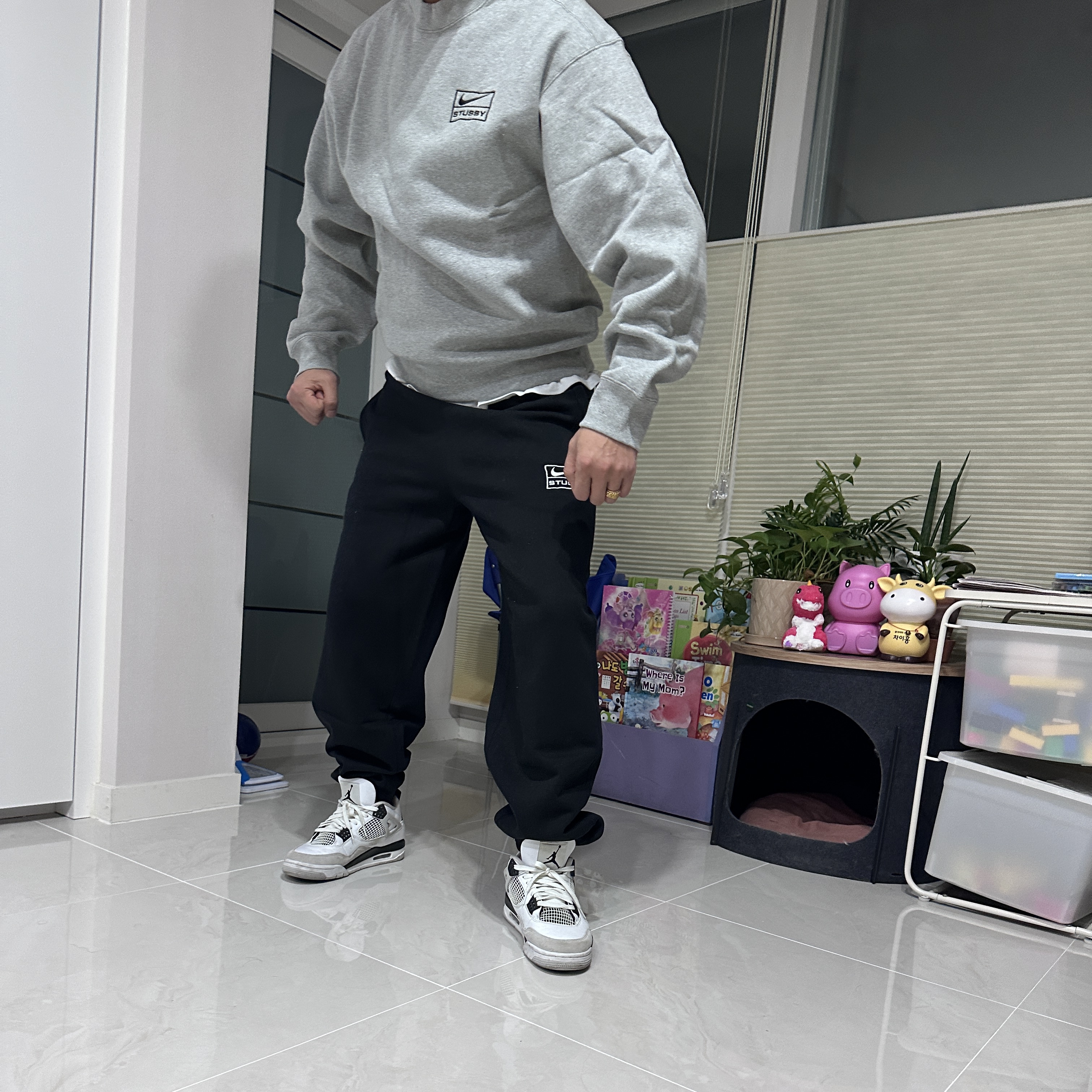 Nike x Stussy NRG Washed Fleece Pants Black (DO5296-010) 착용 스타일 - 5