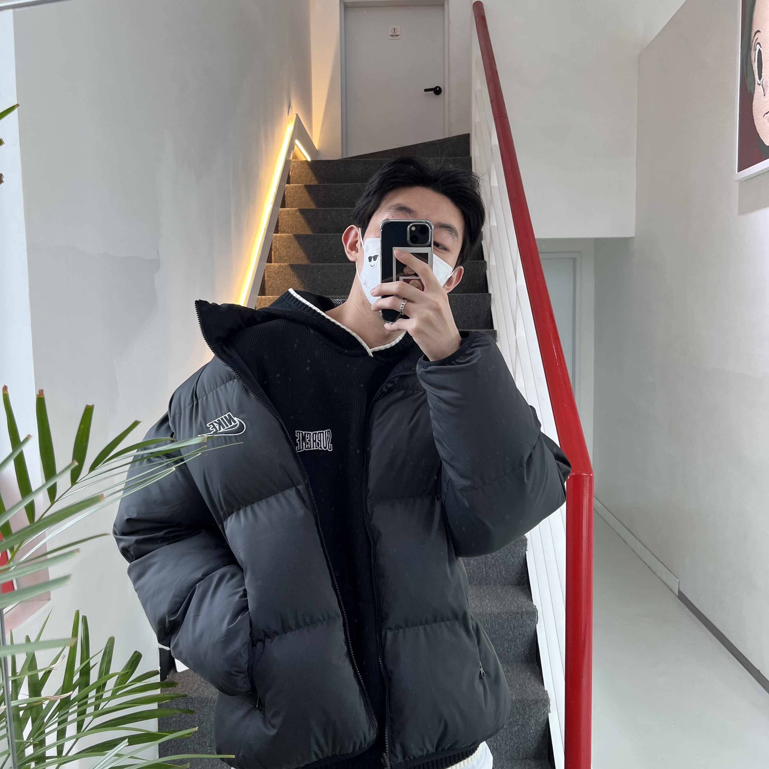 Supreme x Nike Reversible Puffy Jacket Black - 21SS 착용 스타일