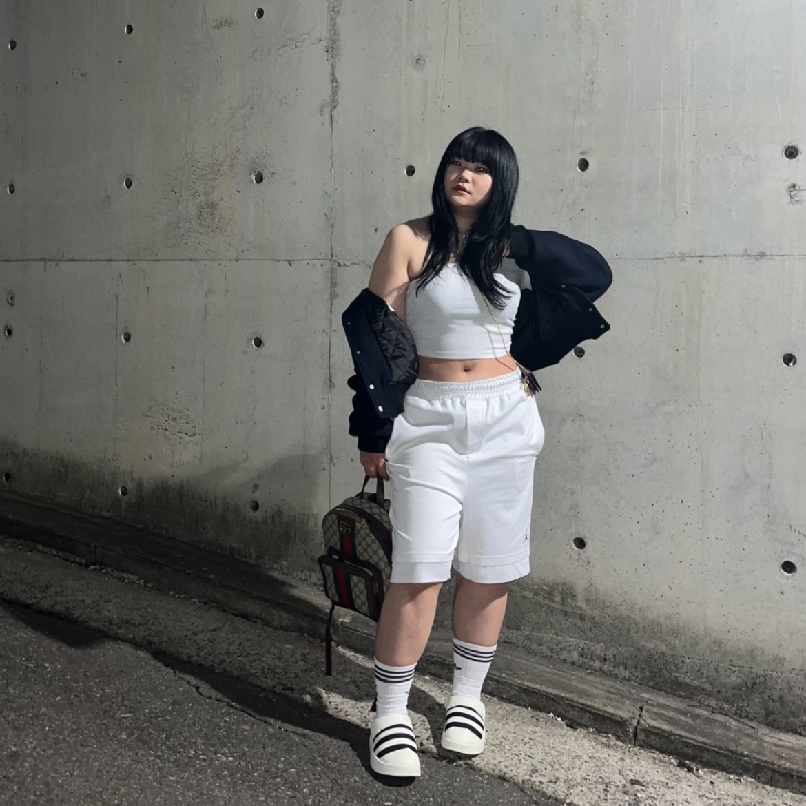 Adidas Puffylette Off White 착용 스타일 - 2