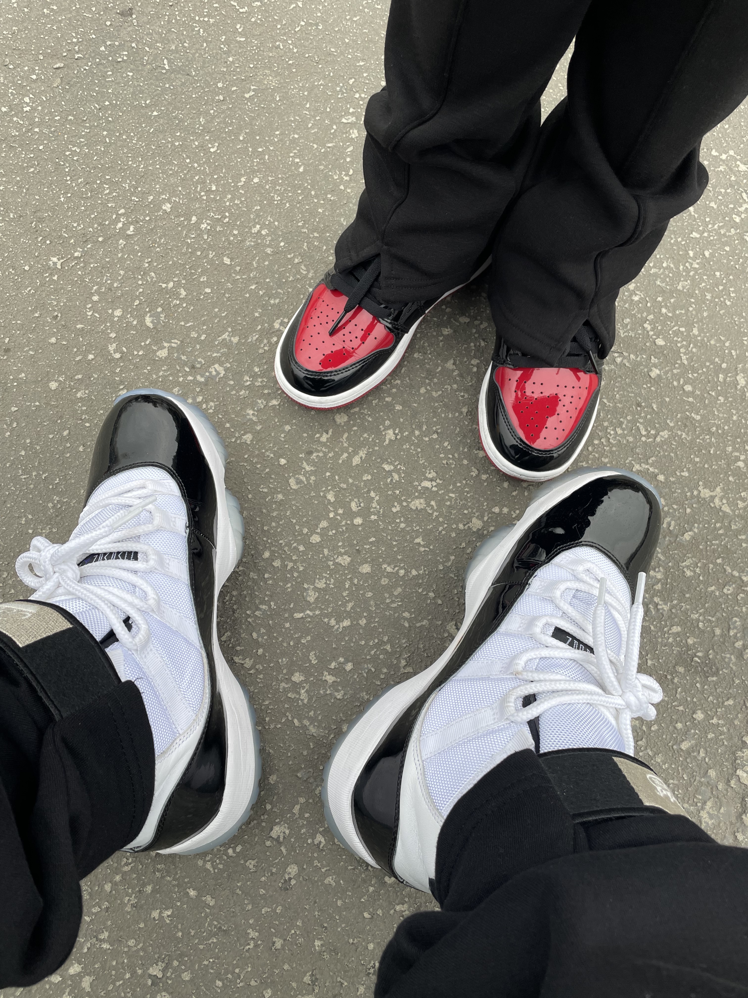 (GS) Jordan 1 Retro High OG Patent Bred, Jordan 11 Retro Concord 2018 착용 스타일