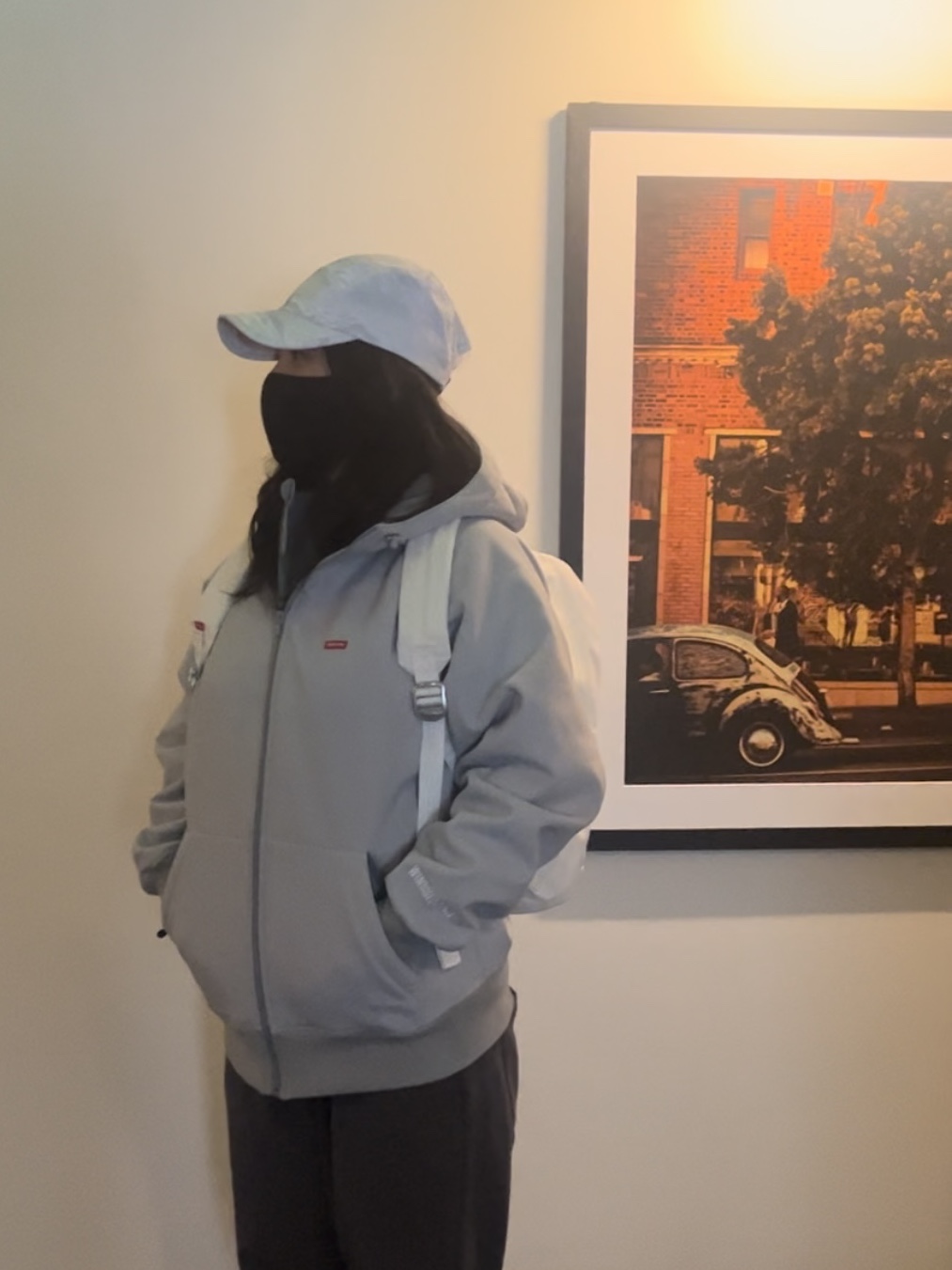 Supreme Windstopper Zip Up Hooded Sweatshirt Light Grey - 22FW, Supreme Canvas Backpack White 착용 스타일 - 1