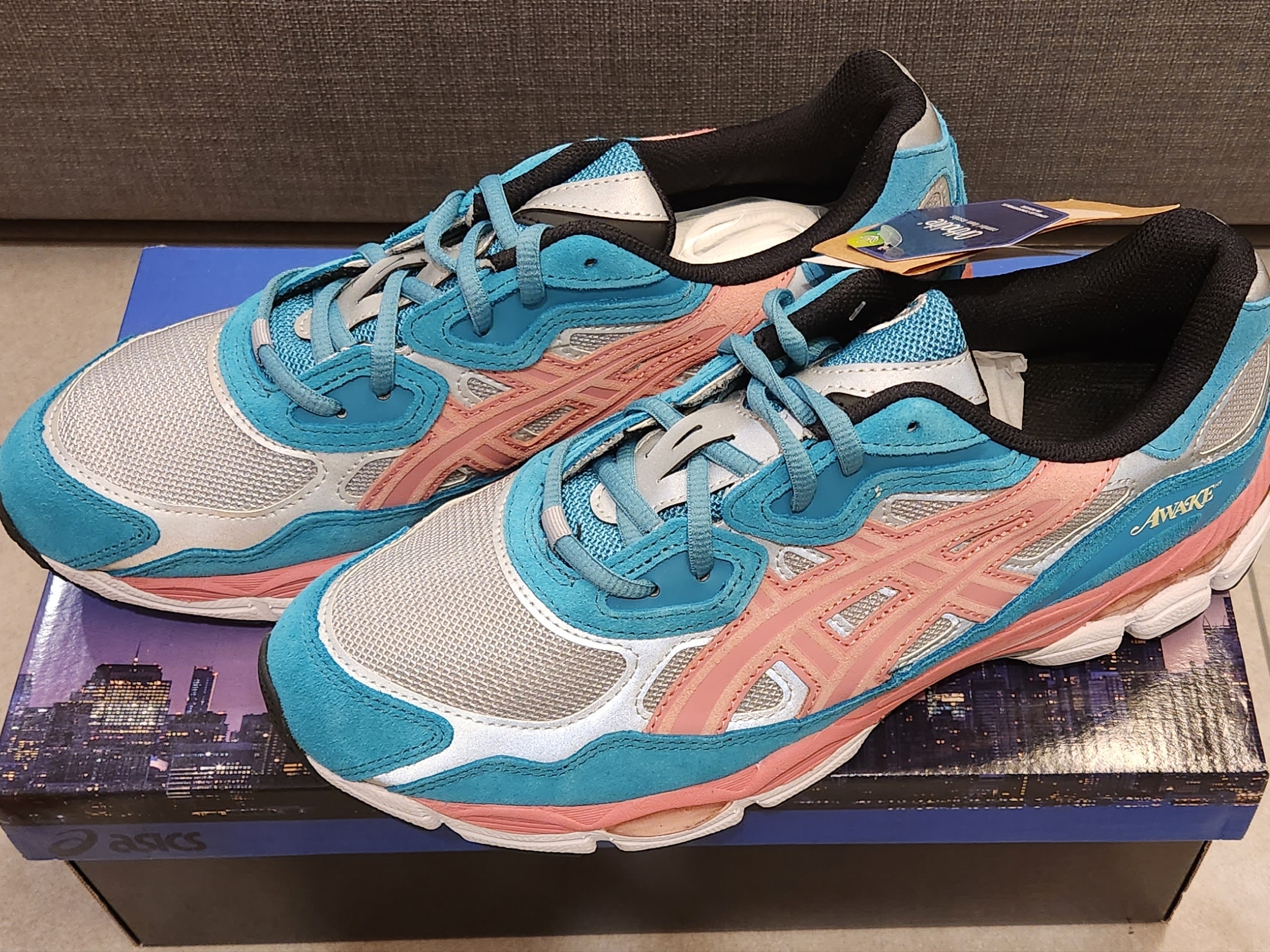Asics x Awake NY Gel-NYC Pure Silver Green Blue Slate 착용 스타일 - 1