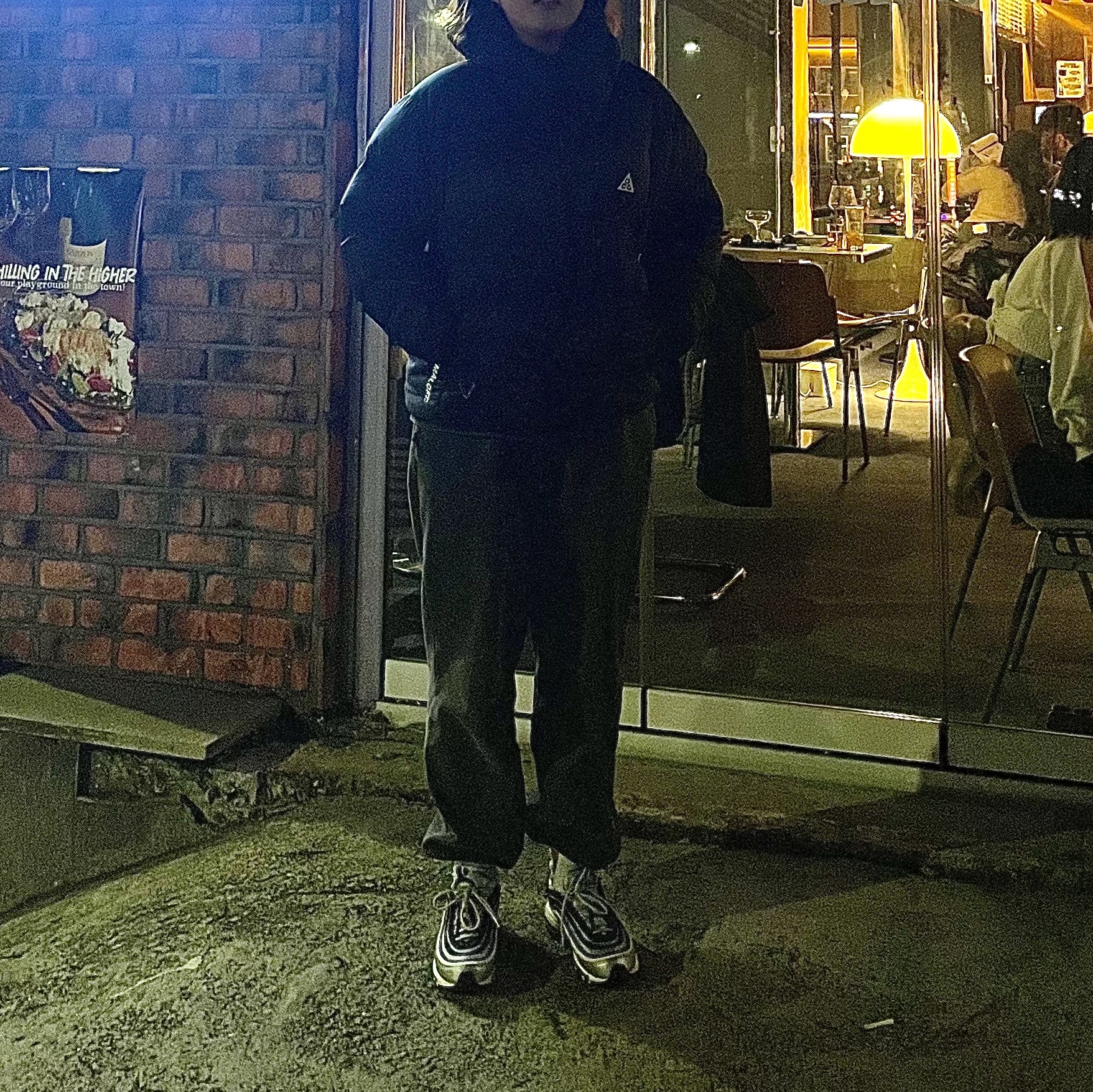 Nike Air Max 97 OG Metallic Silver and Chlorine Blue, Nike ACG Therma-Fit ADV Lunar Lake Puffer Jacket Black - Asia 착용 스타일