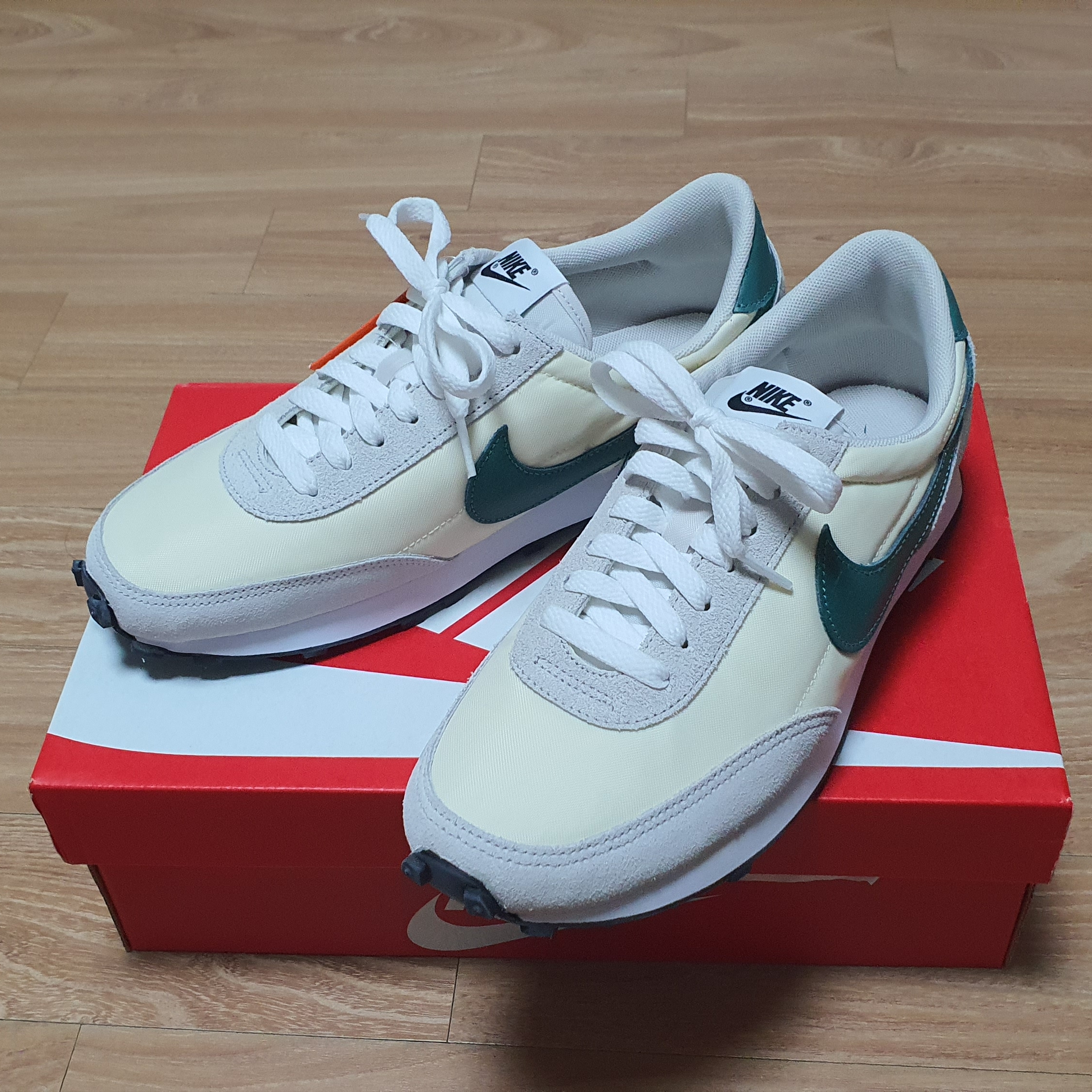 (W) Nike Daybreak Coconut Milk Green 착용 스타일 - 1