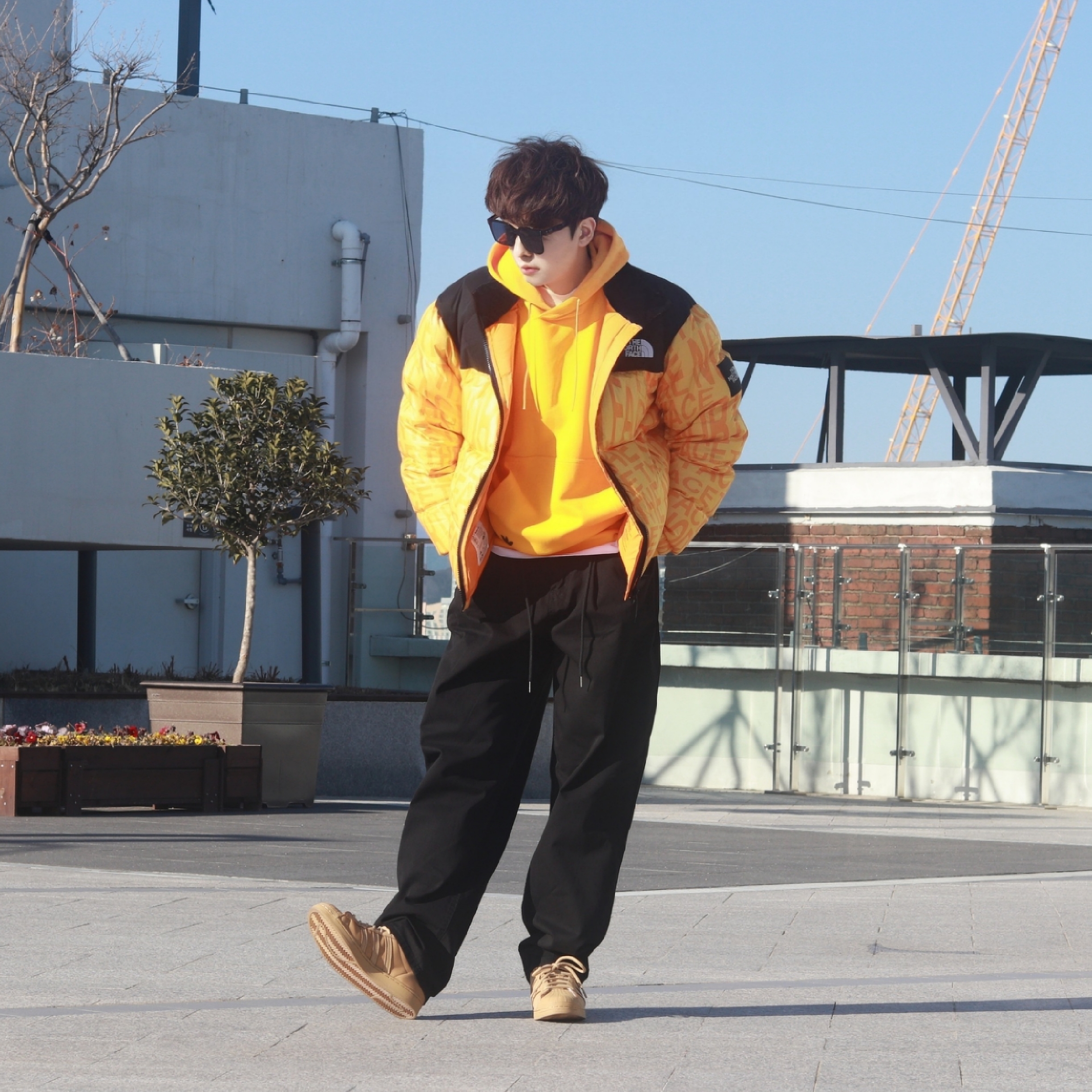 The North Face White Label Novelty Nuptse Down Jacket P Yellow, Adidas Superstar Golden Beige 착용 스타일 - 3