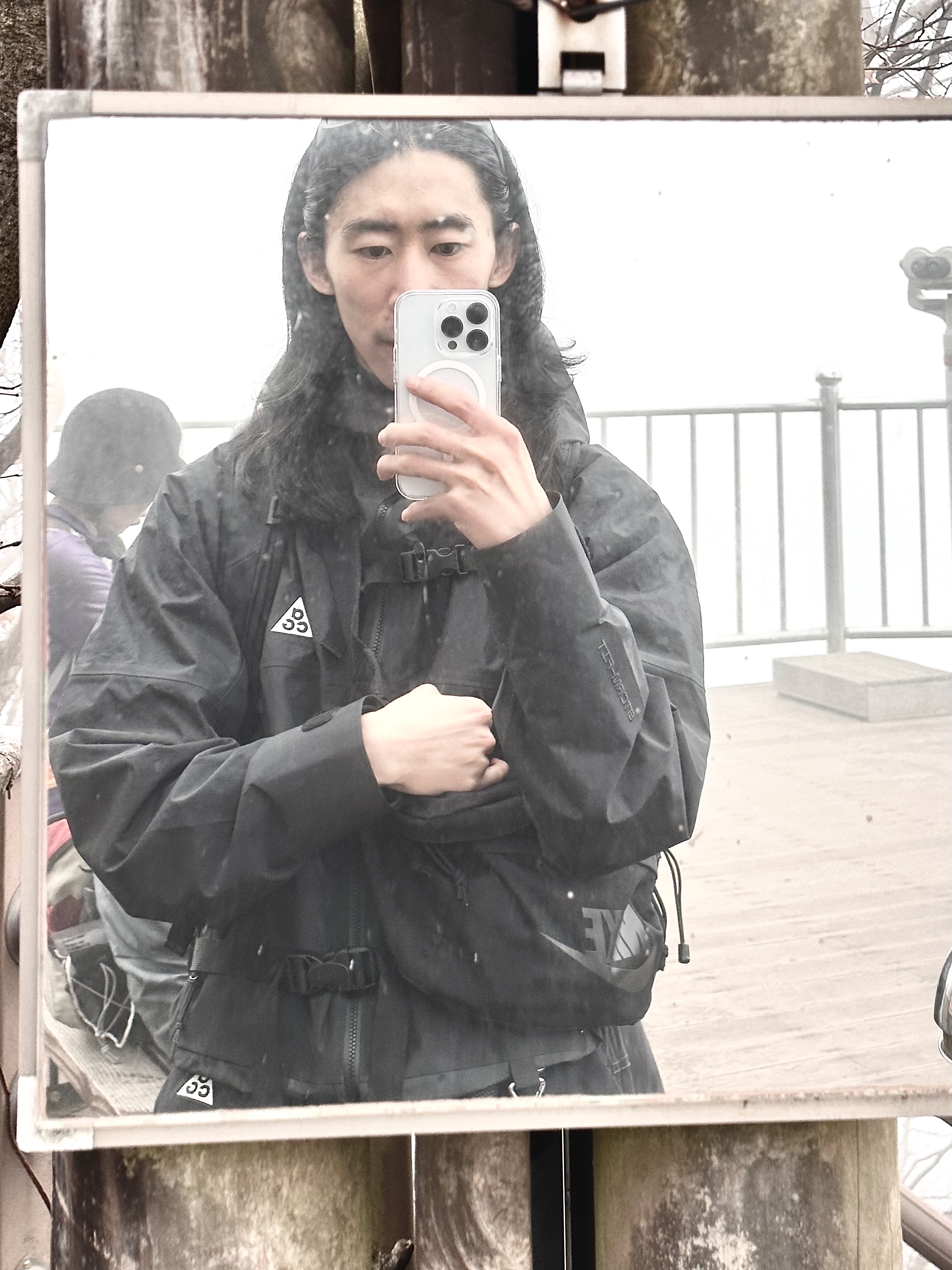 Oakley Eye Jacket Redux Matte Black Frame Prizm Grey Lenses High Bridge Fit, Nike ACG Storm-Fit ADV Cascade Rains Full Zip Shell Jacket Off Noir - Asia 착용 스타일 - 3