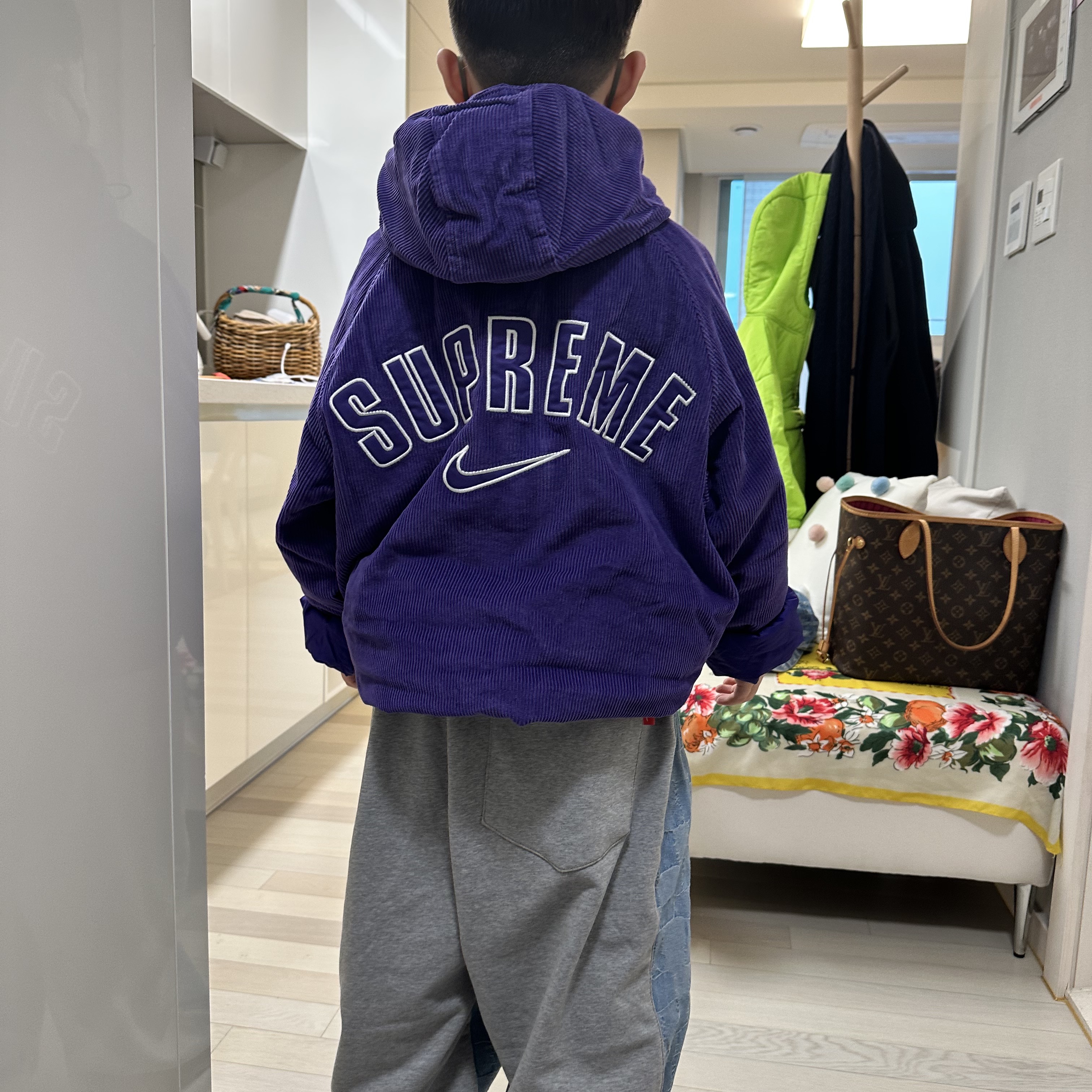 Supreme x Nike Arc Corduroy Hooded Jacket Purple - 22SS 착용 스타일 - 1