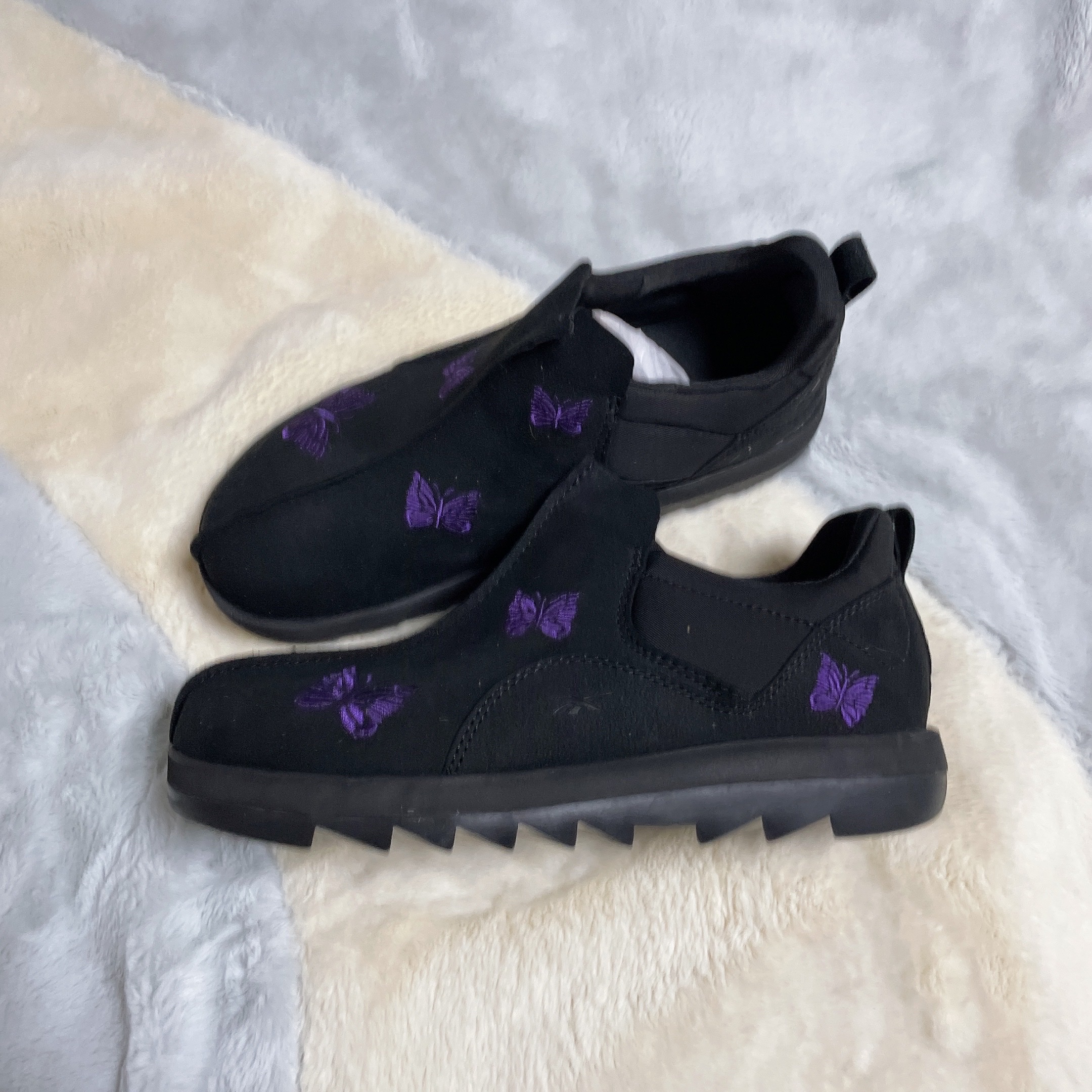 Reebok x Needles Beatnik Moc Core Black Extreme Purple 착용 스타일 - 2