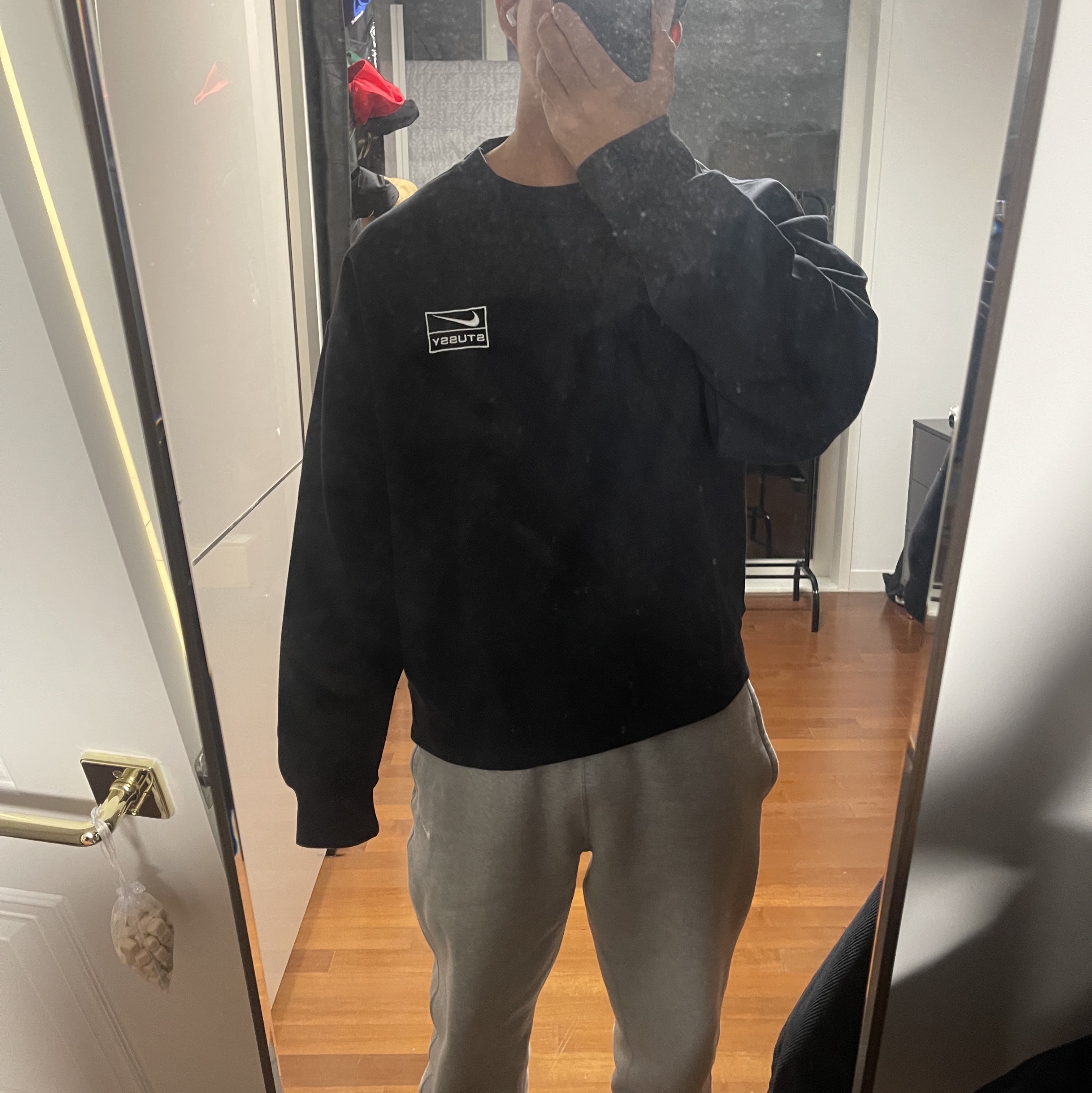 Nike x Stussy NRG Washed Fleece Crewneck Black (DO5310-010) 착용 스타일