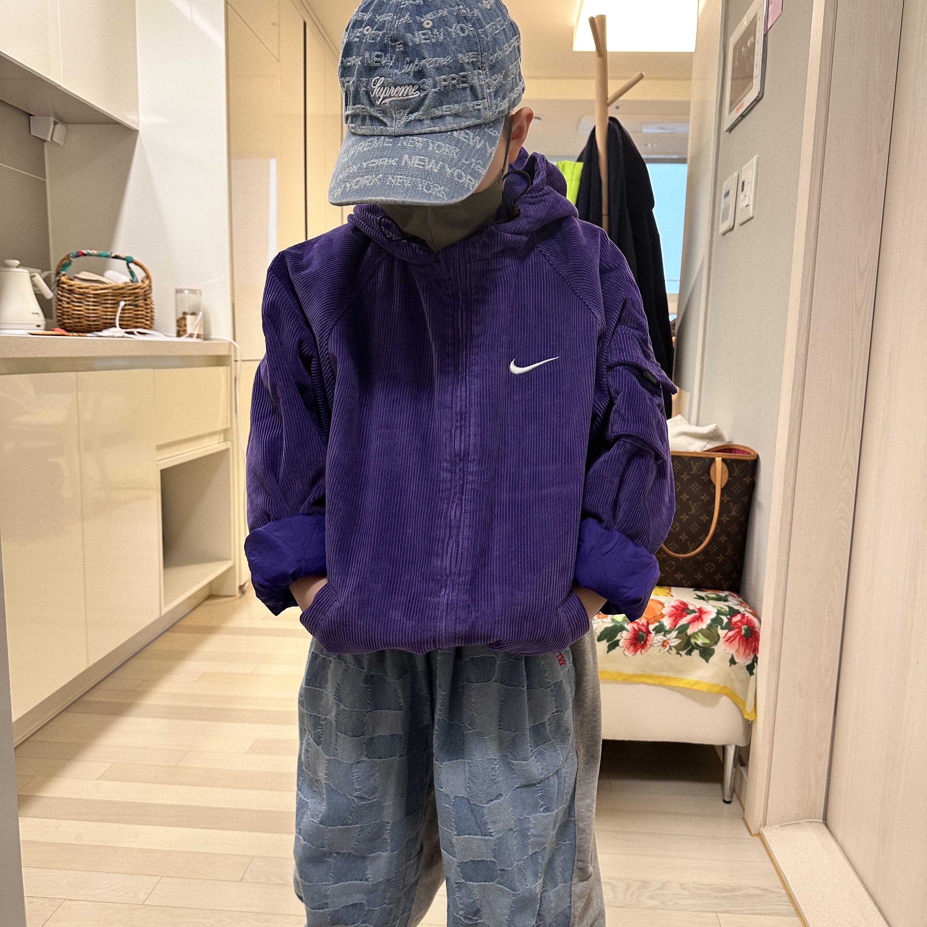 Supreme x Nike Arc Corduroy Hooded Jacket Purple - 22SS 착용 스타일 - 2