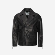 Off-White Leather Biker Jacket Black White