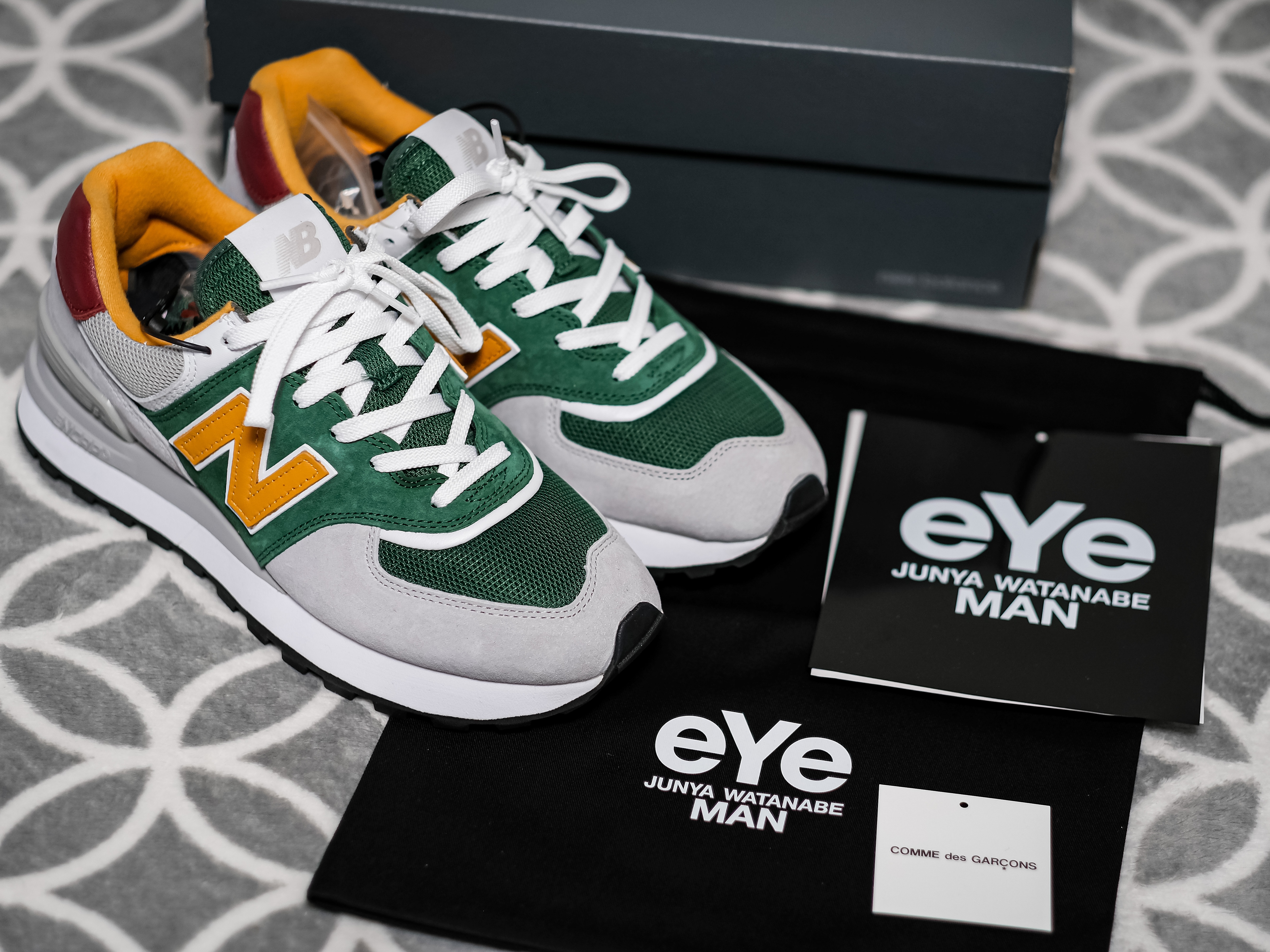New Balance x Comme des Garcons Junya Watanabe Man 574 Legacy Gray Green 착용 스타일 - 1