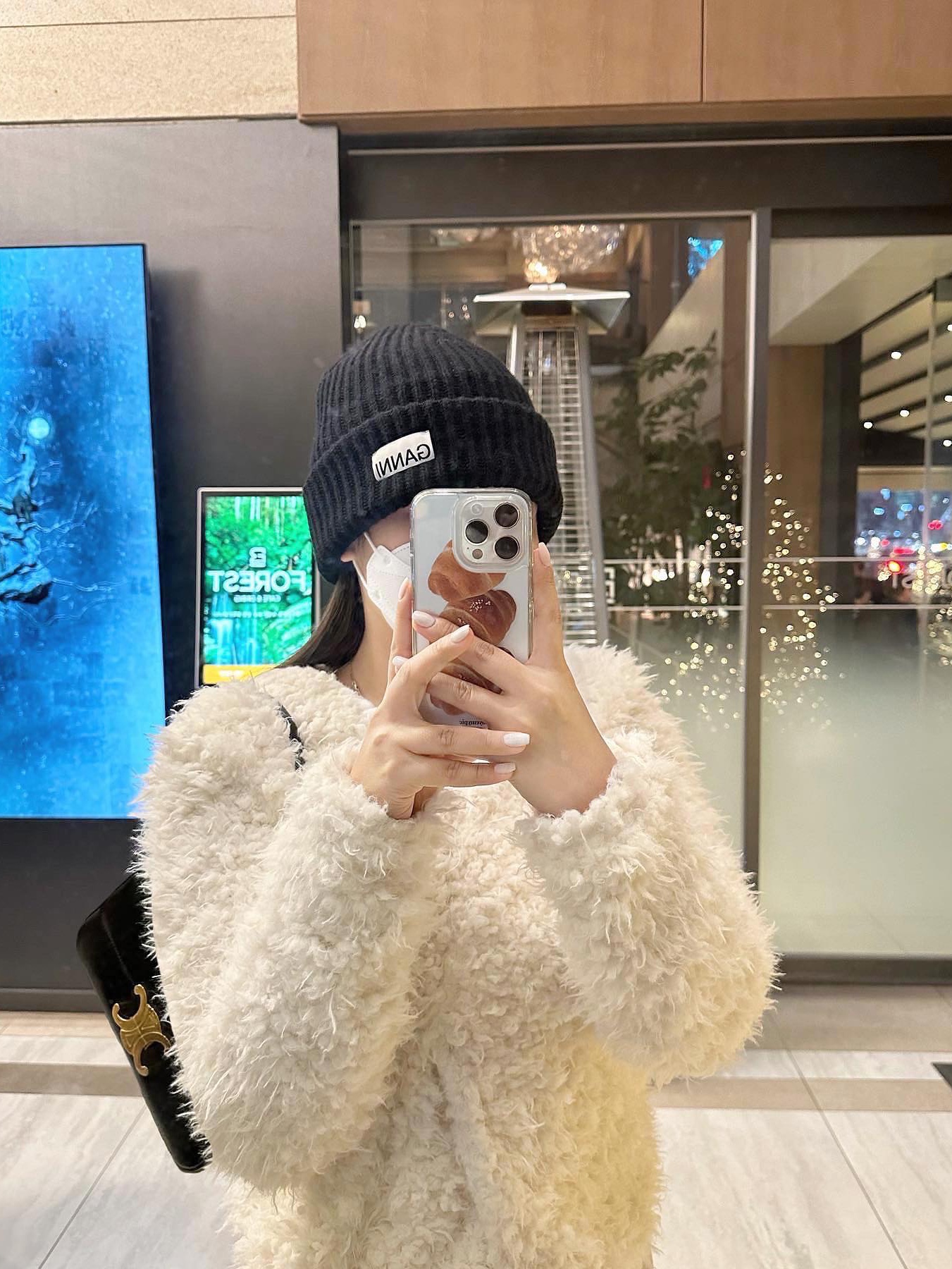 Ganni Wool Beanie Black, Ganni Wool Beanie Black Melange 착용 스타일