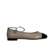 (W) Chanel Ballerina Flat Shiny Lambskin Metal Imitation Pearls & Light Pink Black