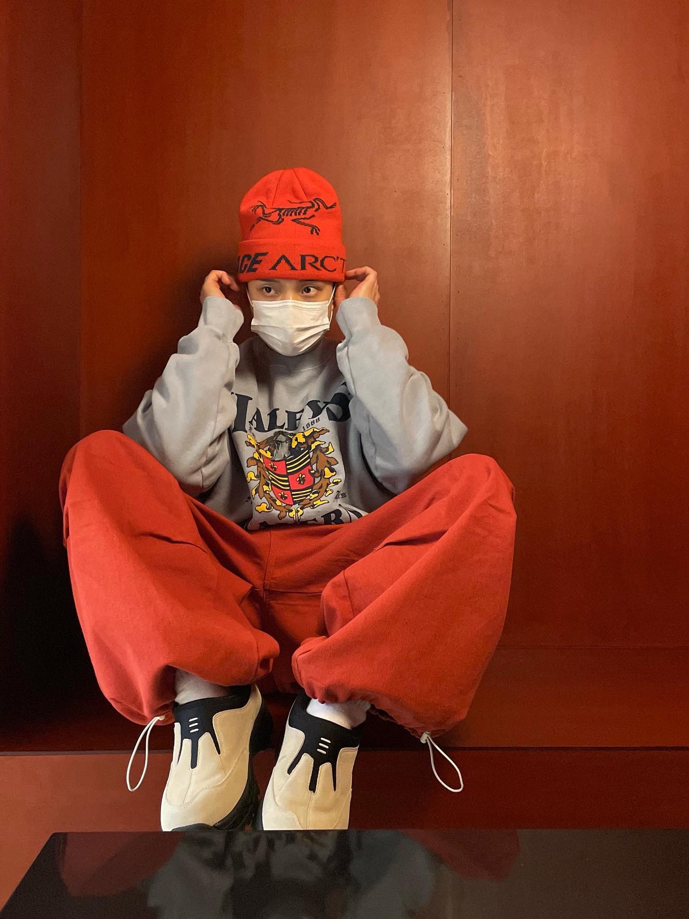 Palace x Arc'teryx Beanie Dynasty - 20FW, Palace x Arc'teryx Beanie Black - 20FW 착용 스타일