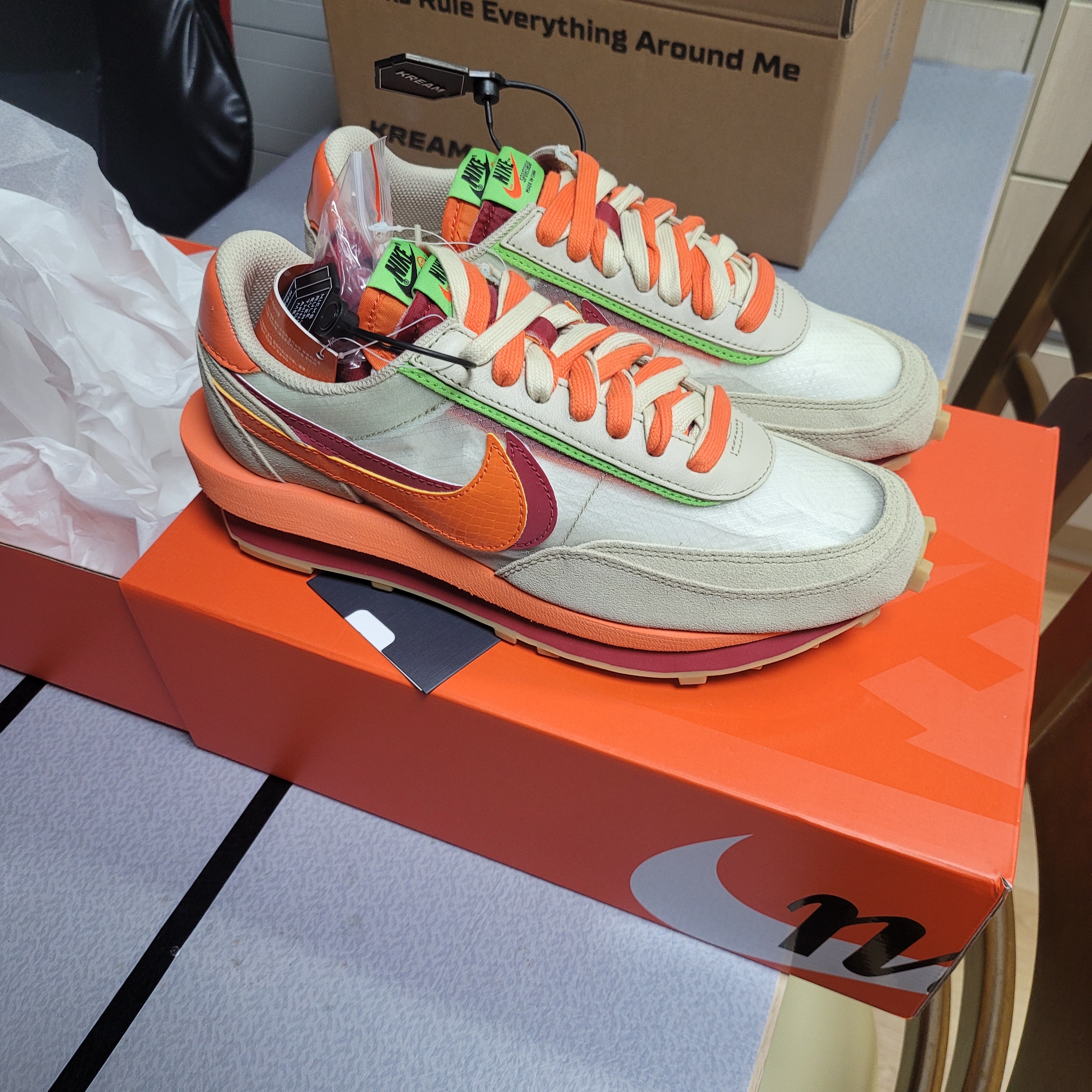 Nike x Sacai x Clot LDWaffle Orange Blaze 착용 스타일