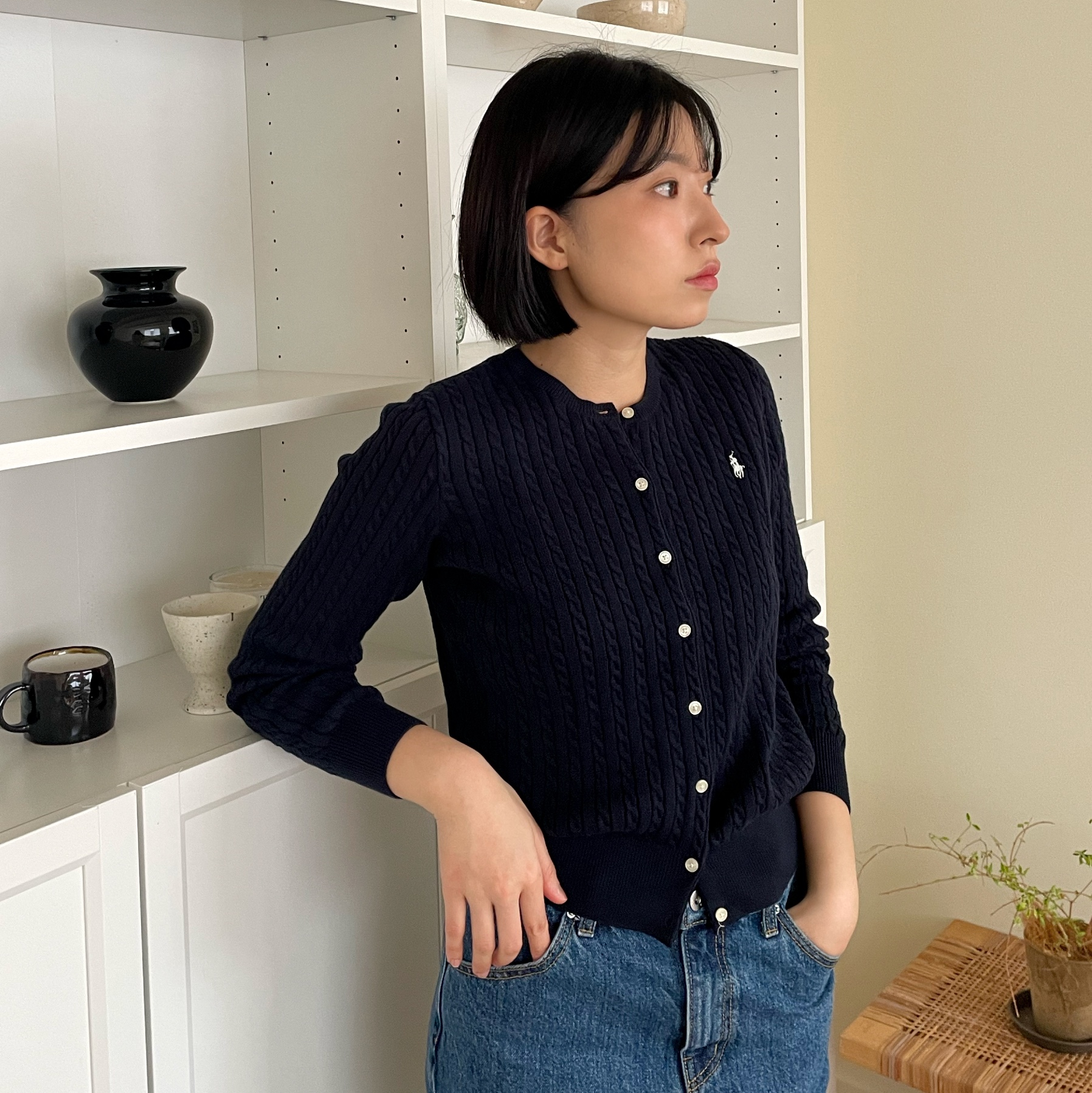 [30% 적립] Polo Ralph Lauren Children Mini Cable Cotton Cardigan Hunter Navy, [30% 적립] Polo Ralph Lauren Children Mini Cable Cotton Cardigan Warm White 착용 스타일 - 1