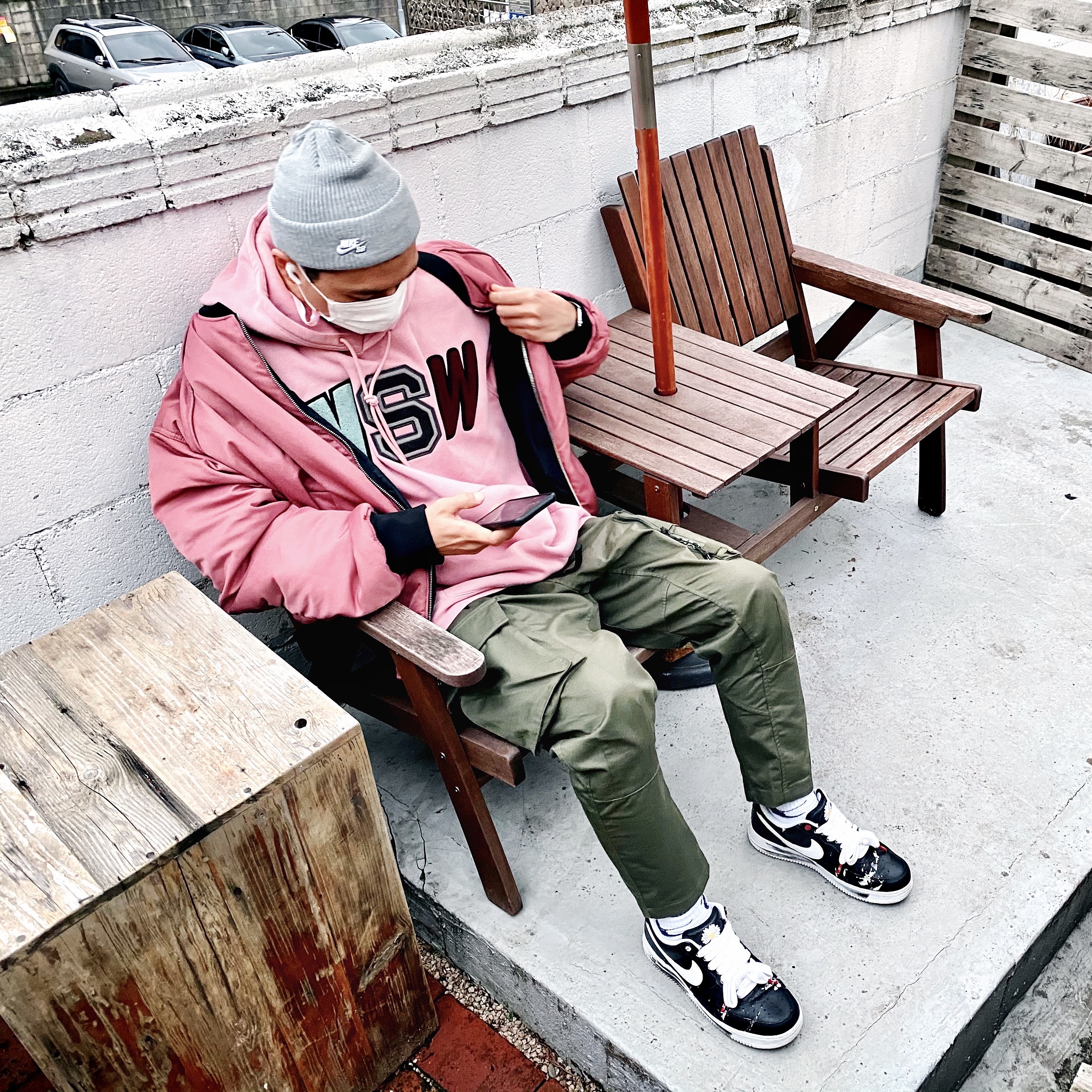 Nike x Peaceminusone Air Force 1 Low Para-Noise, Nike ACG Cargo Pants Cargo Khaki - Asia 착용 스타일