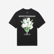 Wooyoungmi Flower Print Back Logo T-Shirt Black - 22SS