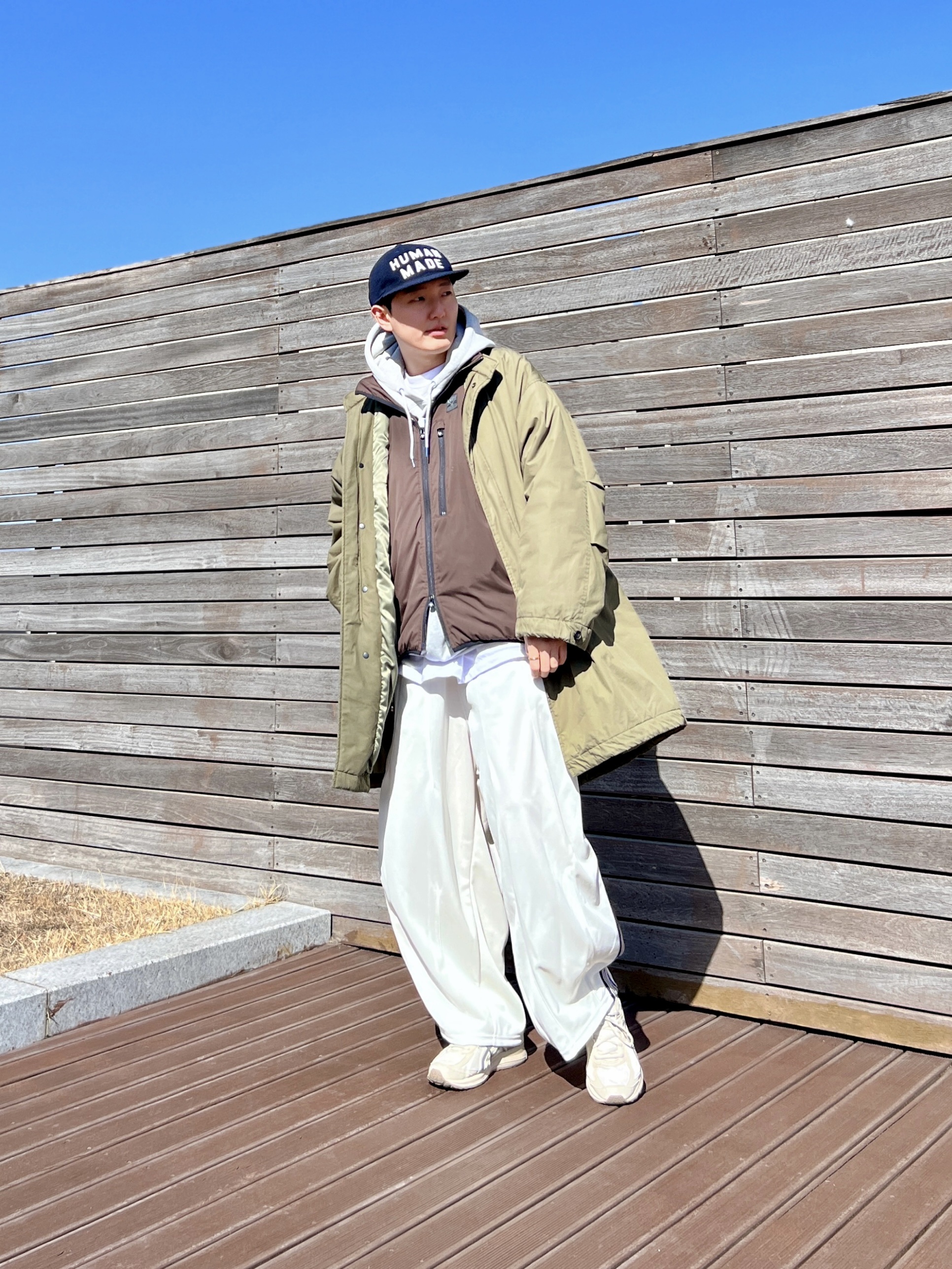 Human Made 6-Panel Wool Cap Navy, Asics Jog 100 S SMU Light Grey - 2E Wide 착용 스타일 - 4