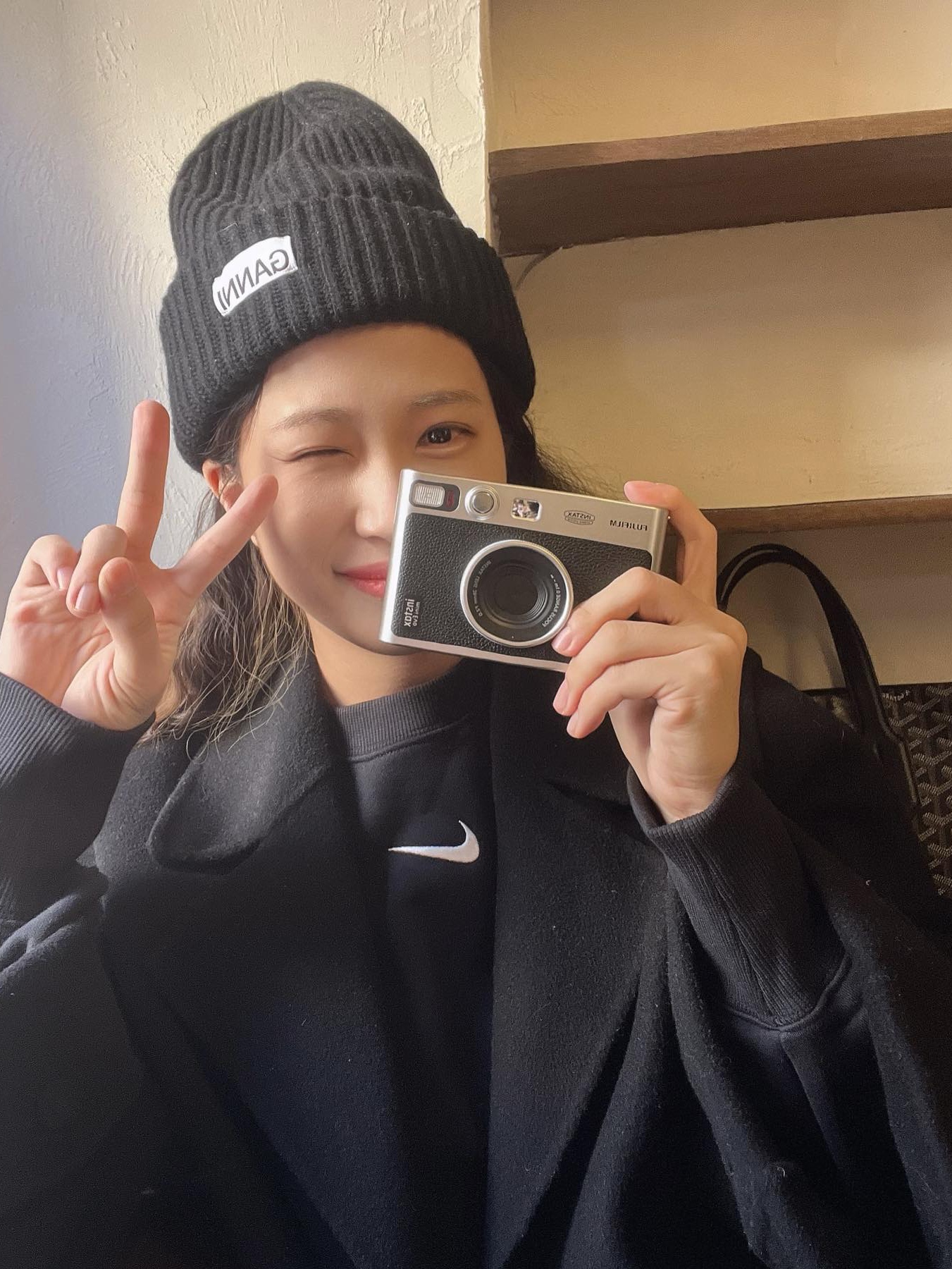 Ganni Wool Beanie Black, Ganni Wool Beanie Black Melange 착용 스타일