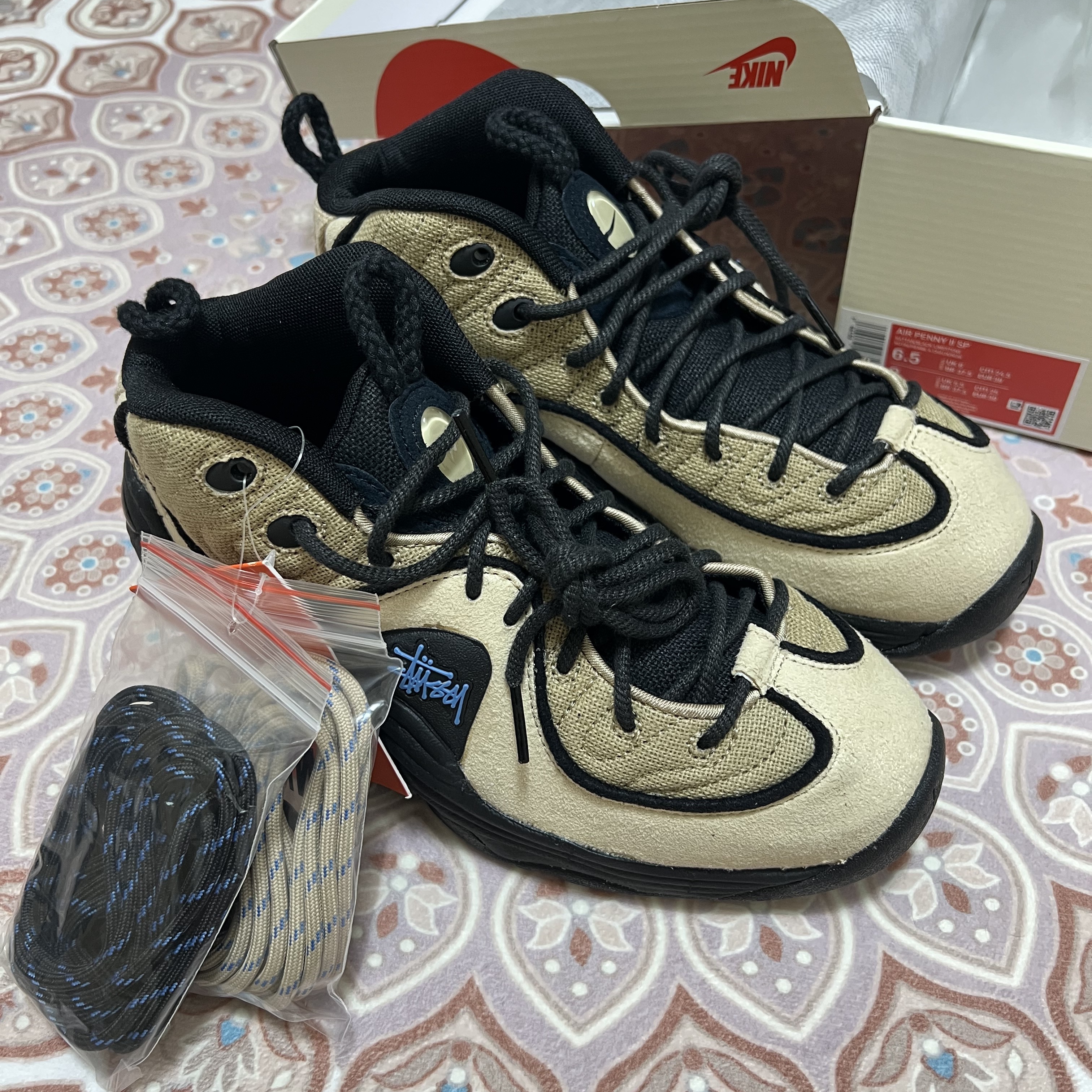 Nike x Stussy Air Penny II Rattan and Limestone 착용 스타일