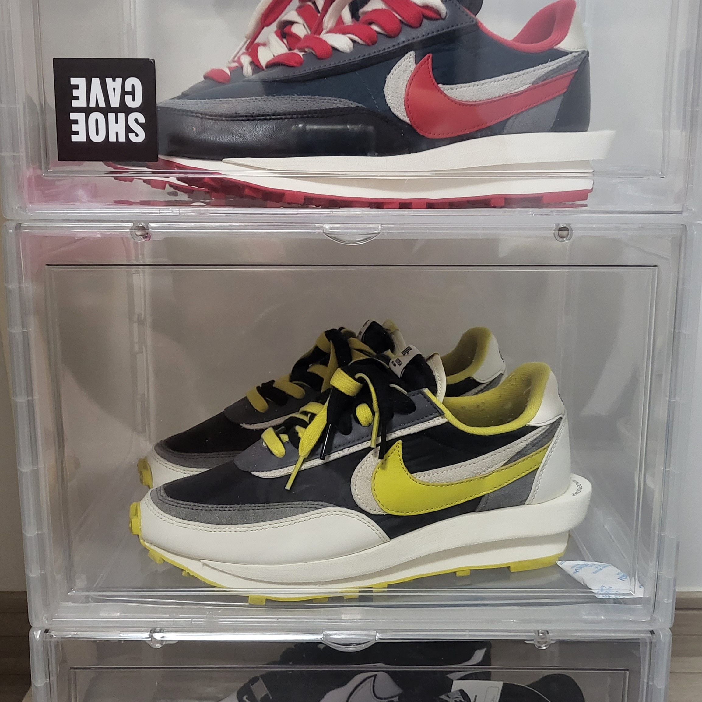 Nike Air Force 1 '07 Black White, Nike x Sacai x Undercover LDWaffle Midnight Spruce University Red 착용 스타일 - 2