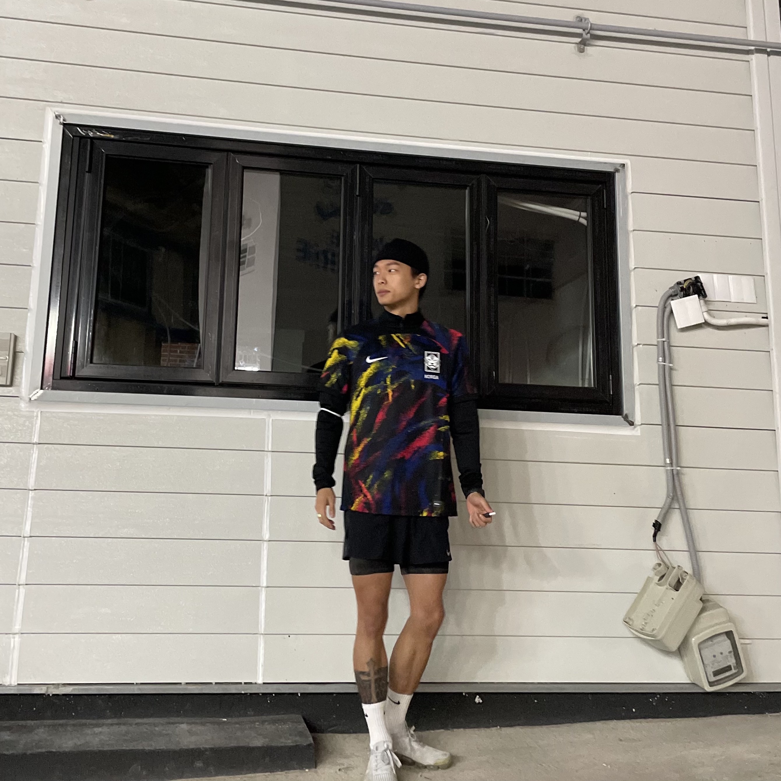 Nike Air VaporMax Flyknit 3 White Pure Platinum, Nike Korea Dri-Fit Stadium Away SS Jersey Black - Asia (Non Marking Ver.) 착용 스타일